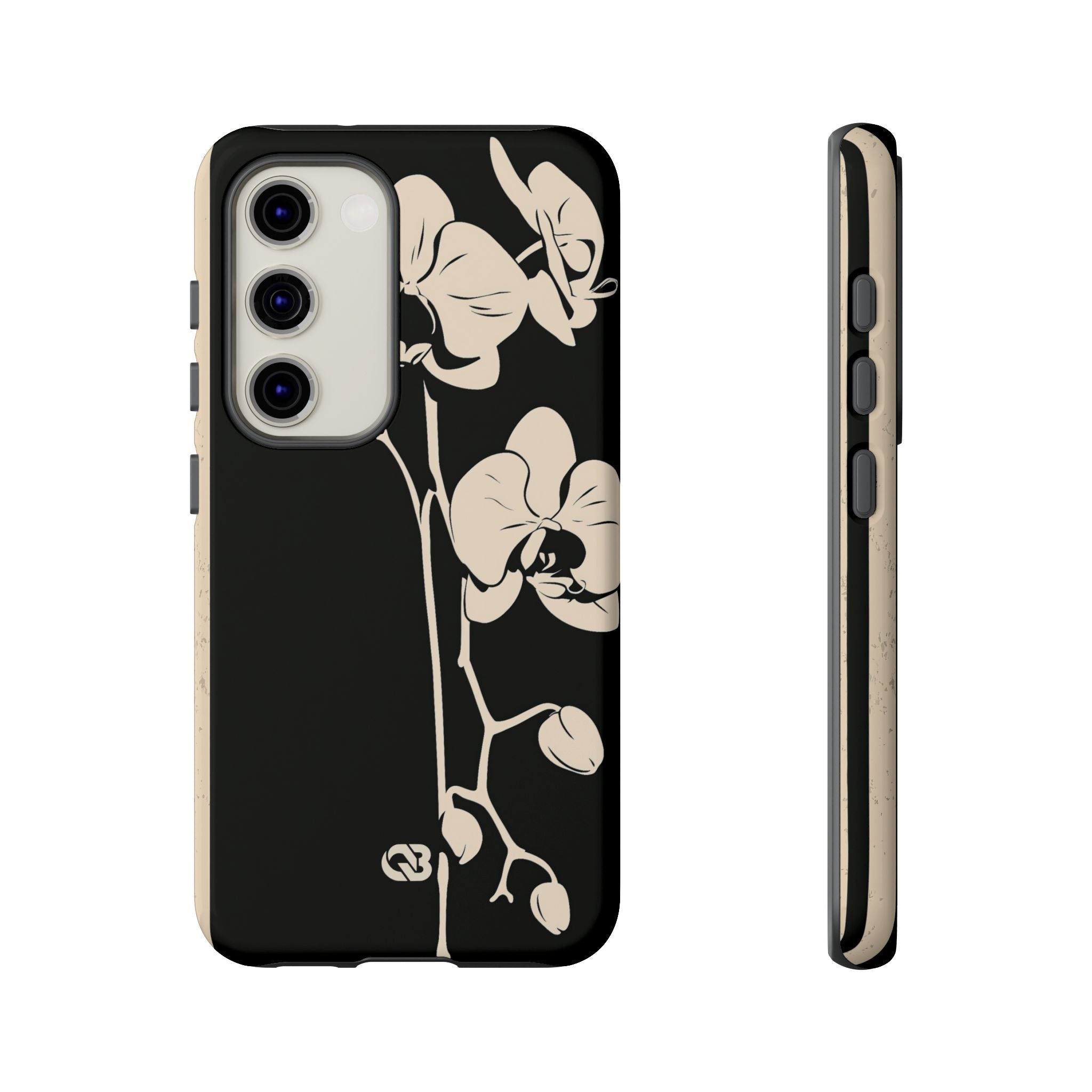 Black Tough Phone Case for Samsung - Obsidian Bone Orchid