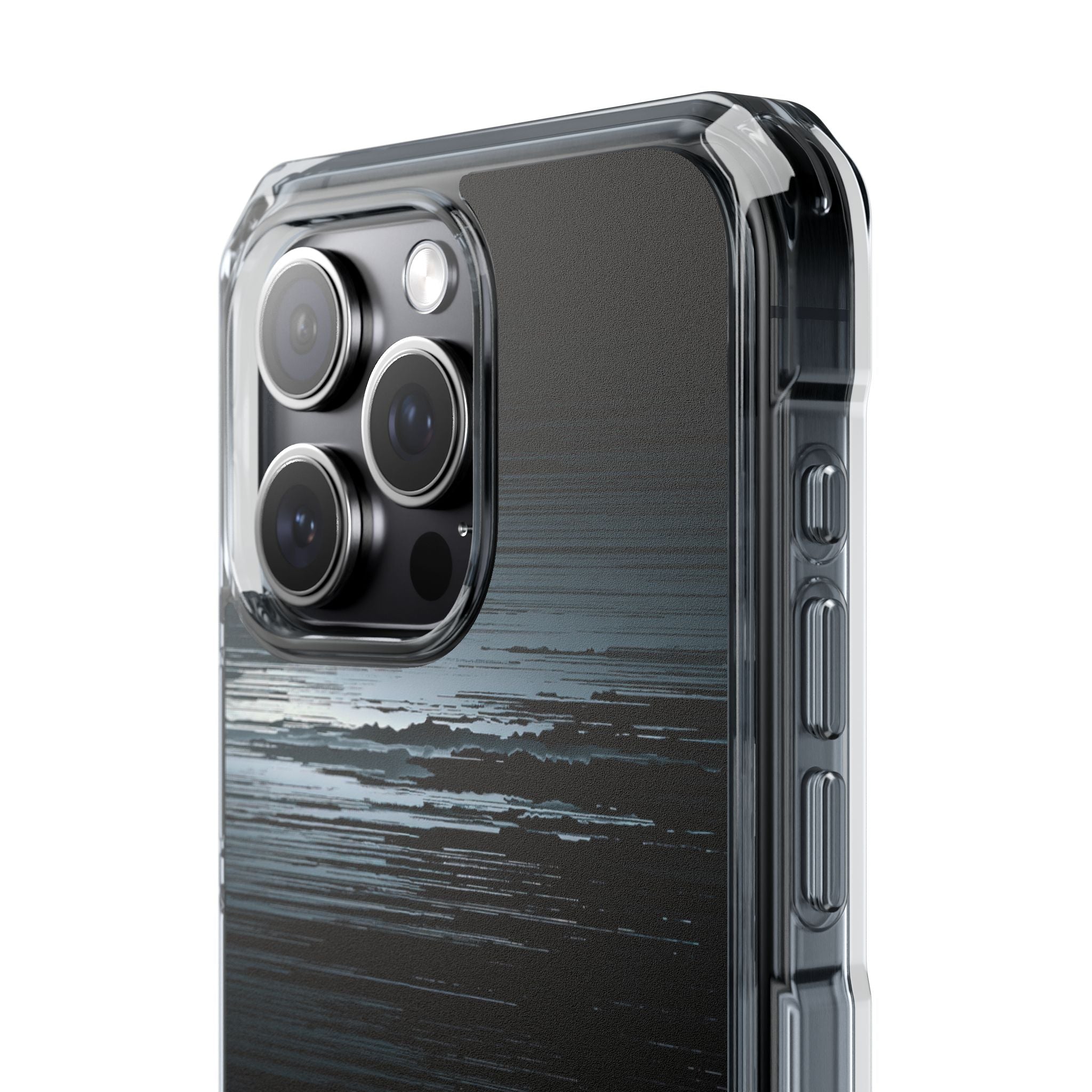 Black Impact MagSafe Phone Case for iPhone - Frozen Signal Glitch