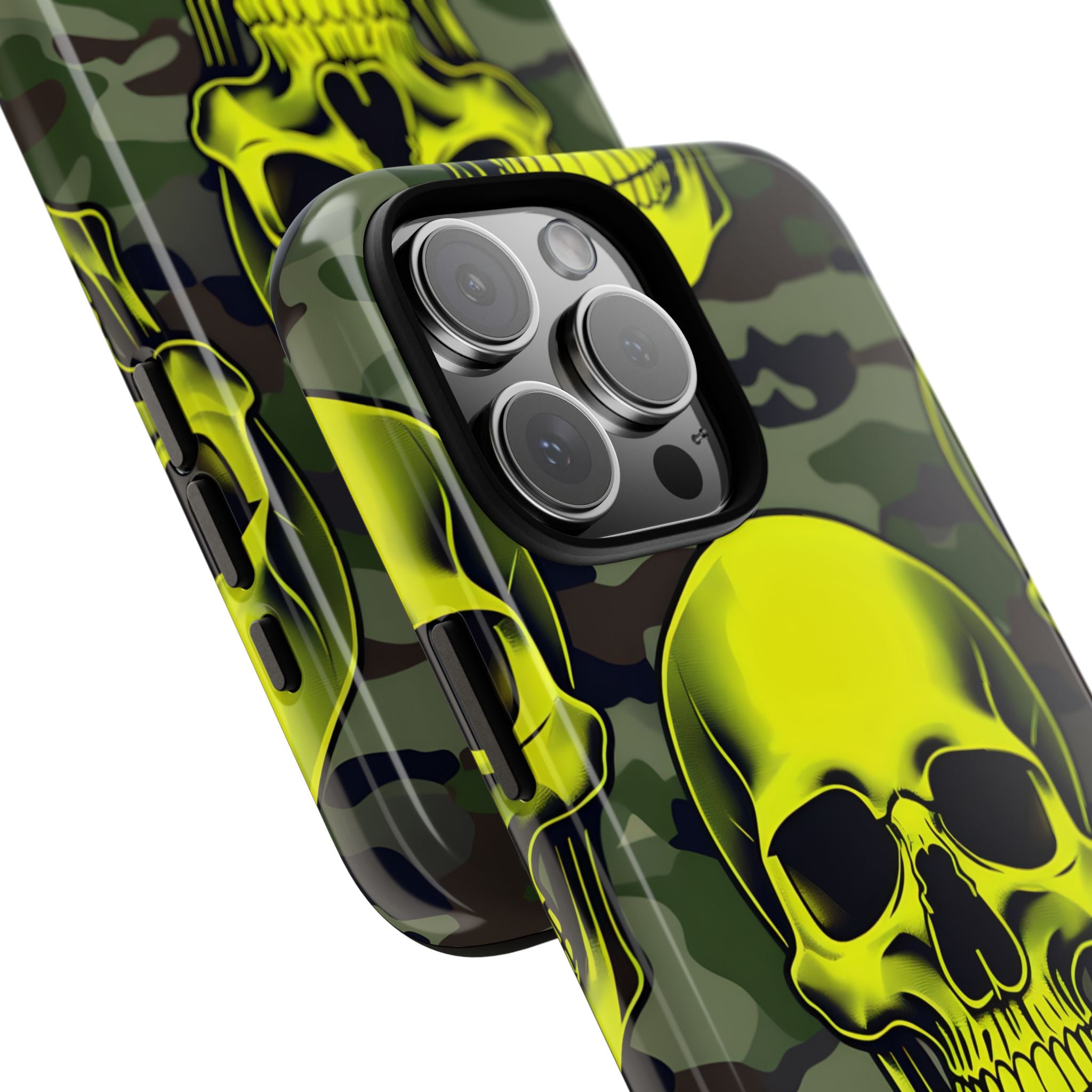 Neon Skull Camo iPhone 16 Pro Max Skal - Tough