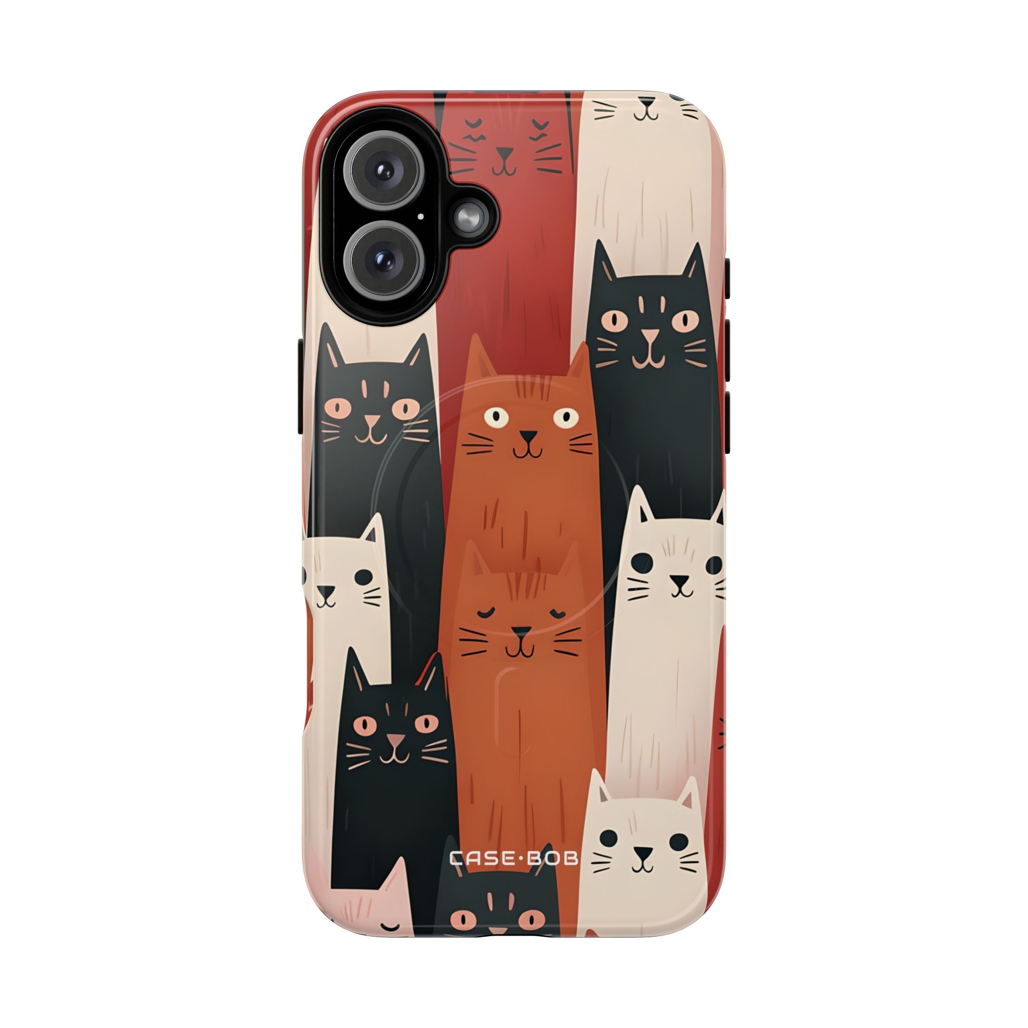 Elongated Cats Black iPhone 16 Plus Case - Tough+