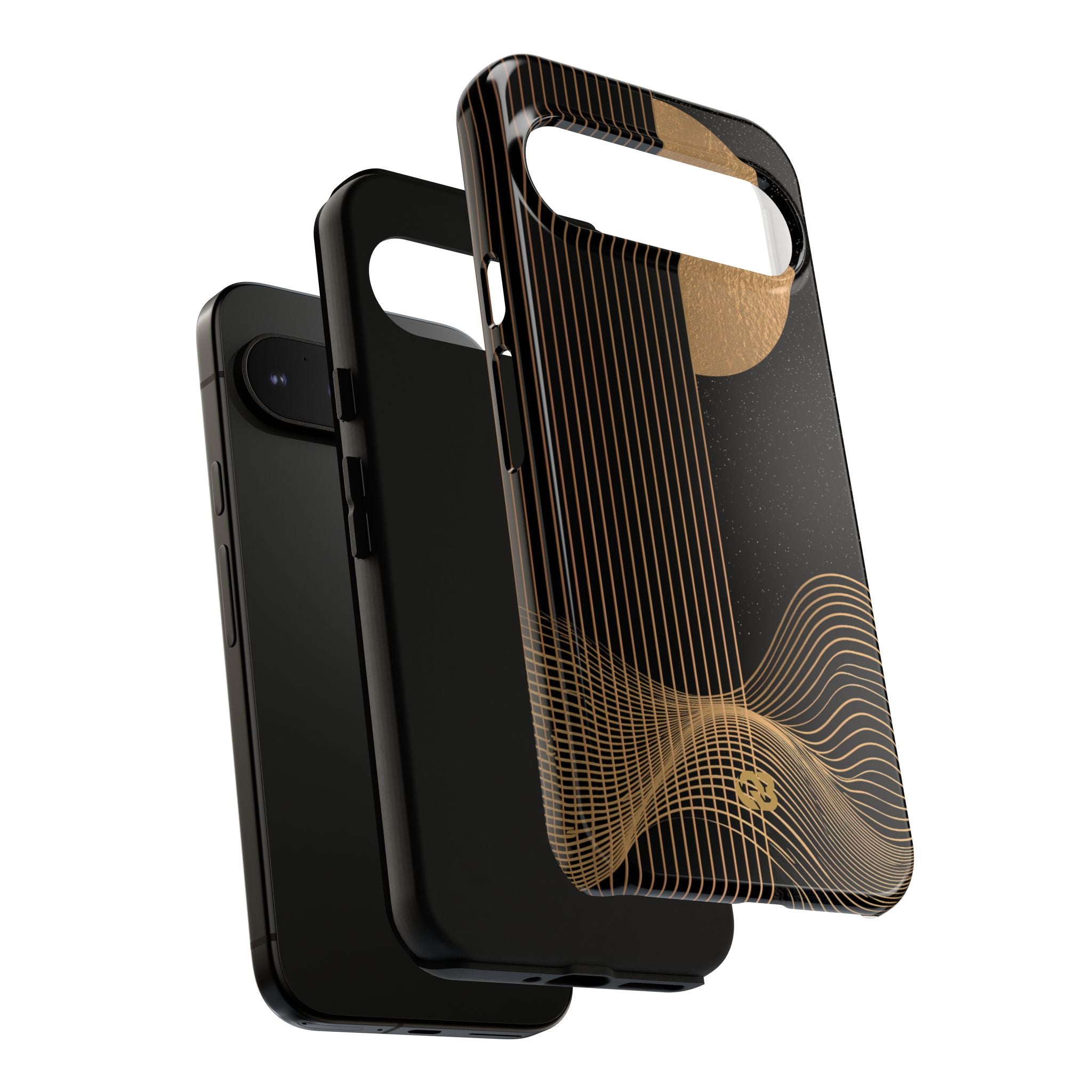 Gold Tough Phone Case for Google Pixel - Gilded Obsidian Dunes