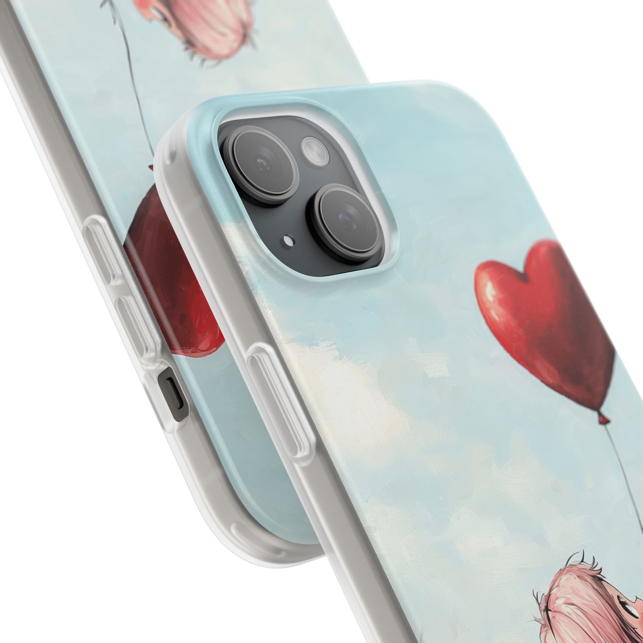 Heart Balloon Glow iPhone 15 Plus Case - Soft