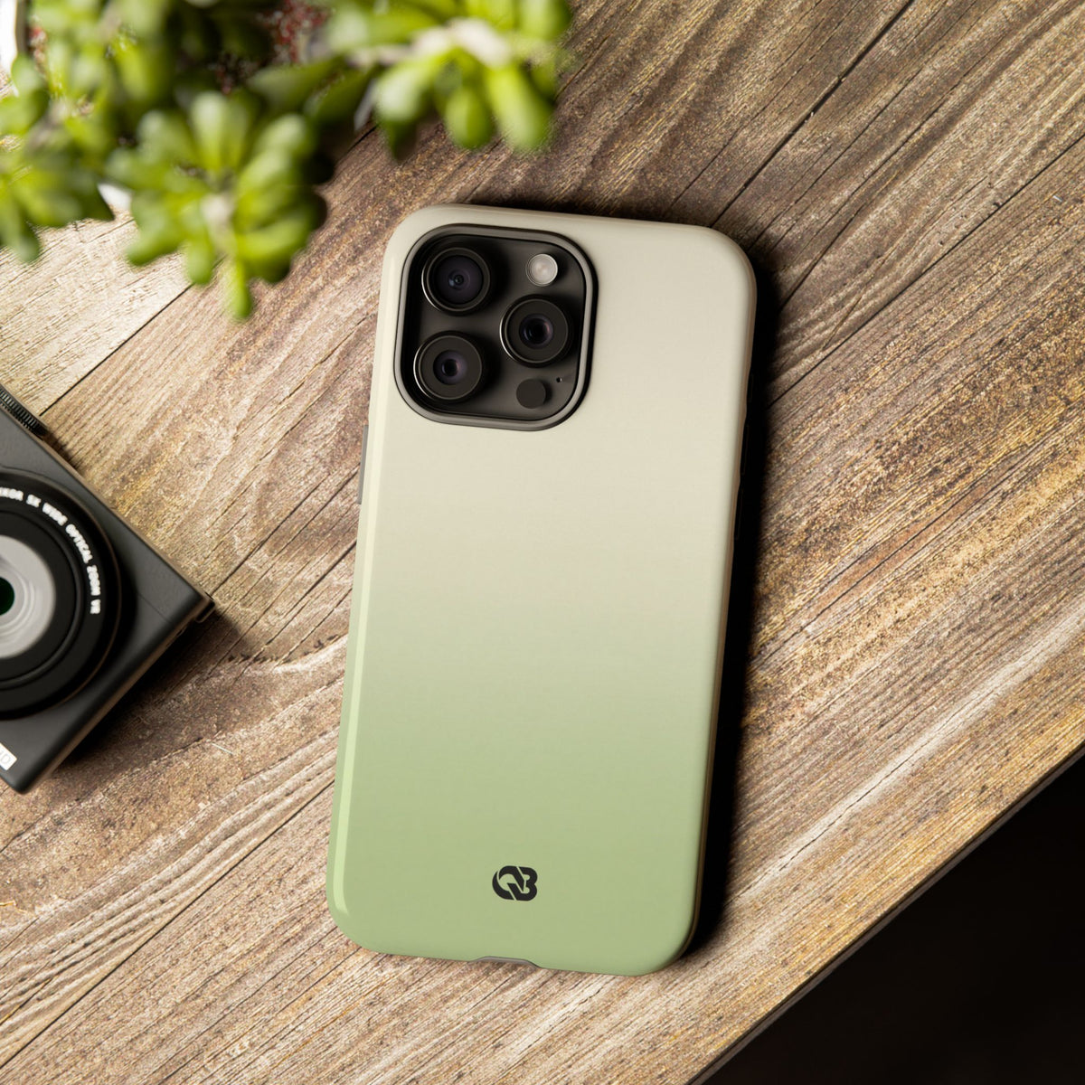 Green Tough Phone Case for iPhone - Bone Sage Fade