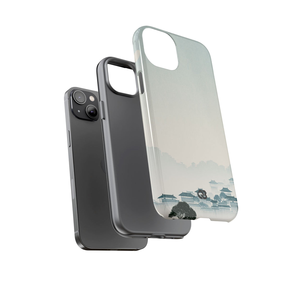 Blue Tough Phone Case for iPhone - Mist Valley Pagoda