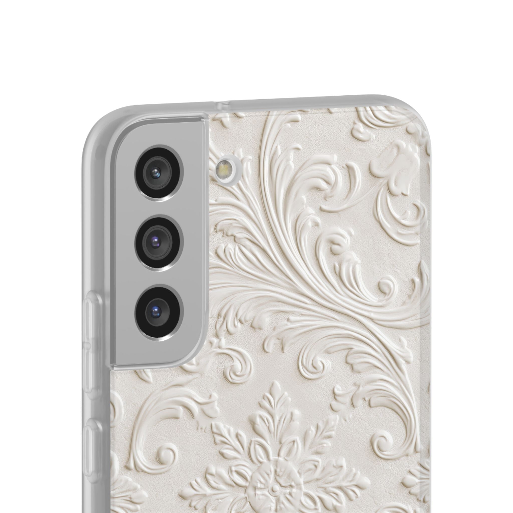 White Lite Phone Case for Samsung - Alabaster Floral Relief