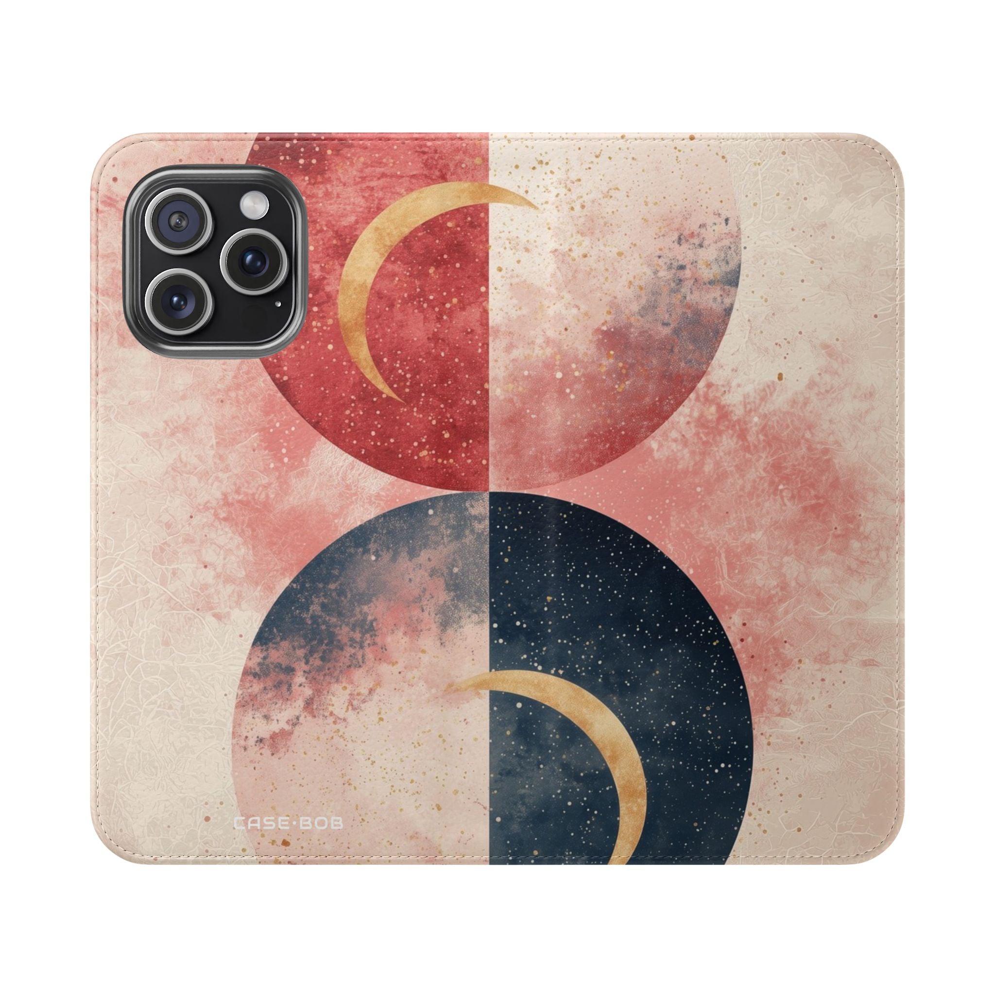 Golden Crescents Crimson - iPhone 15 Pro Max Case - Wallet