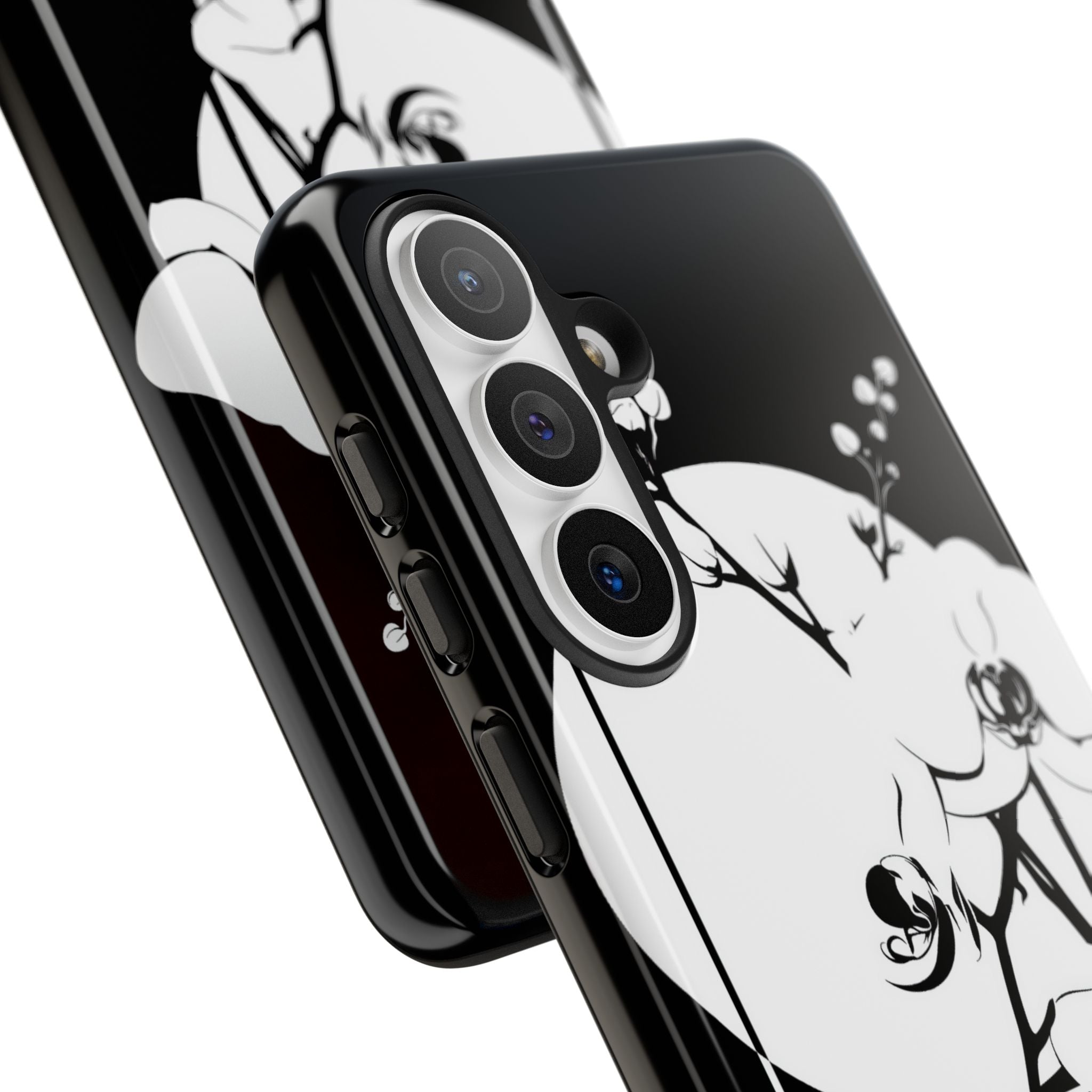 Black Tough Phone Case for Samsung - Lunar Orchid Grid