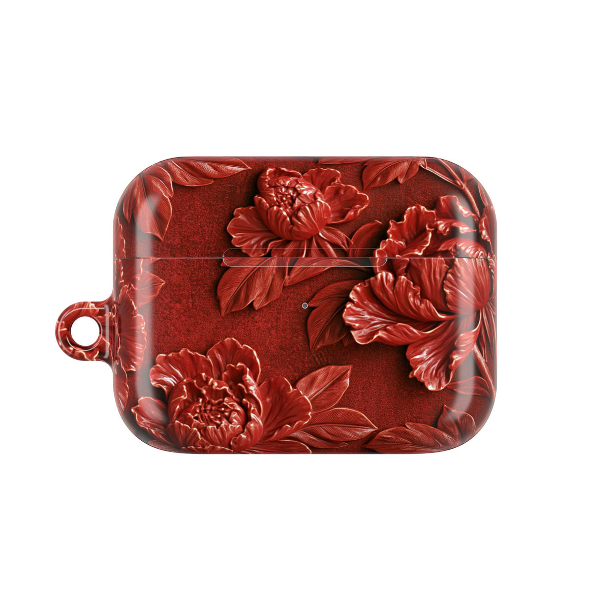 Cinnabar Peony Relief · Hard Case for AirPods & AirPods Pro · Red