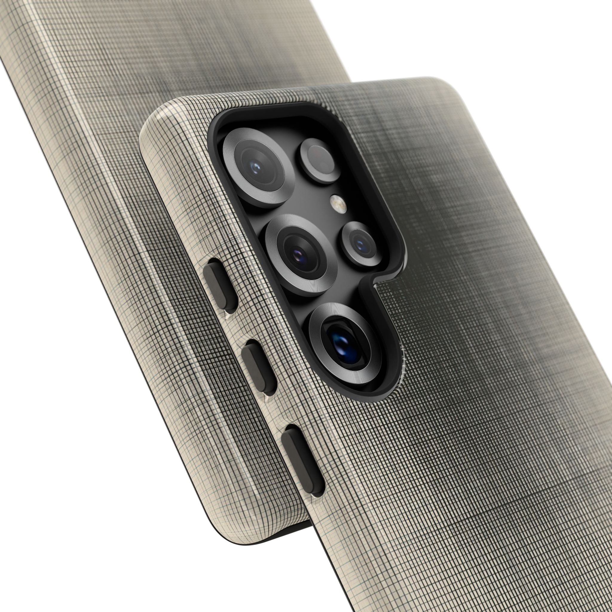 Beige Tough Phone Case for Samsung - Carbon Screen Grid