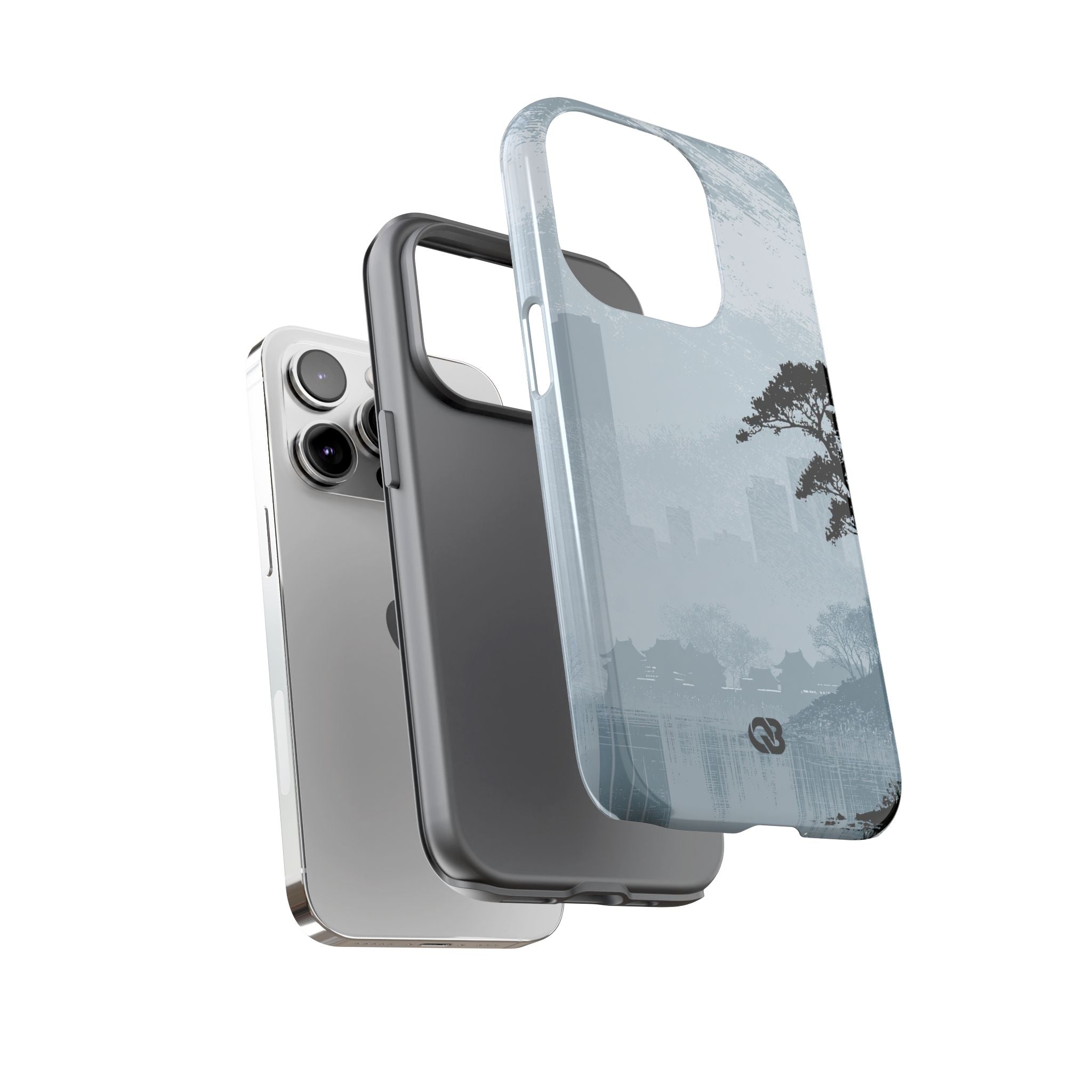 Grey Tough Phone Case for iPhone - Steel Slate Zen