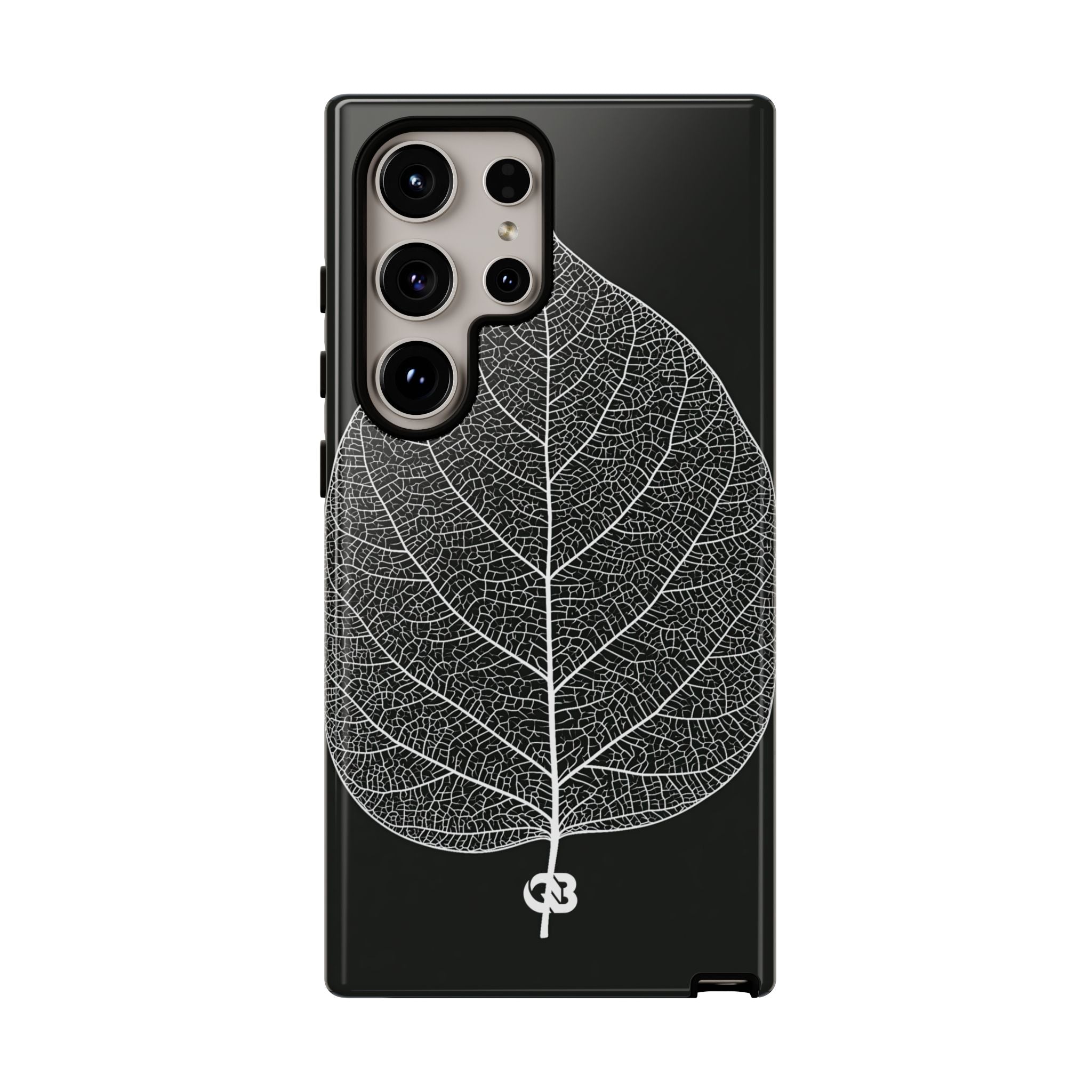 Black Tough Phone Case for Samsung - Bleached Leaf Lattice