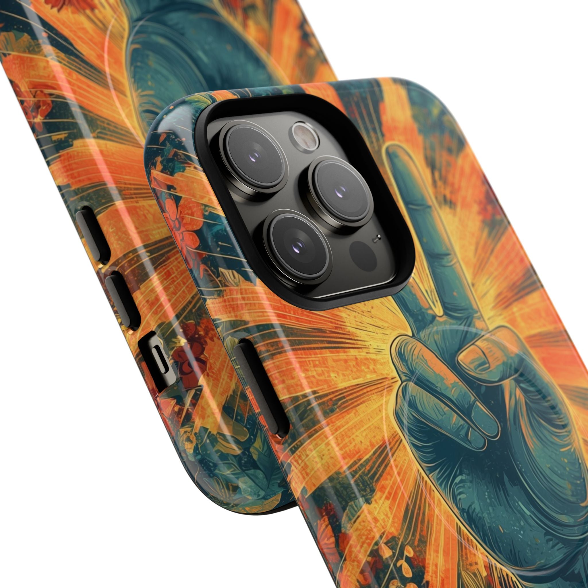 Fleur de paix radieuse · Coque de téléphone Tough+ pour iPhone · Magsafe