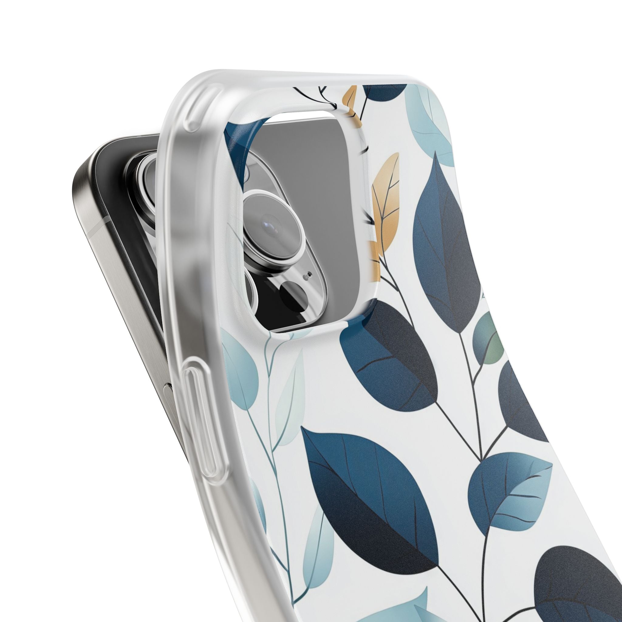 Navy Leaf Veins iPhone 16 Pro Max Case - Soft