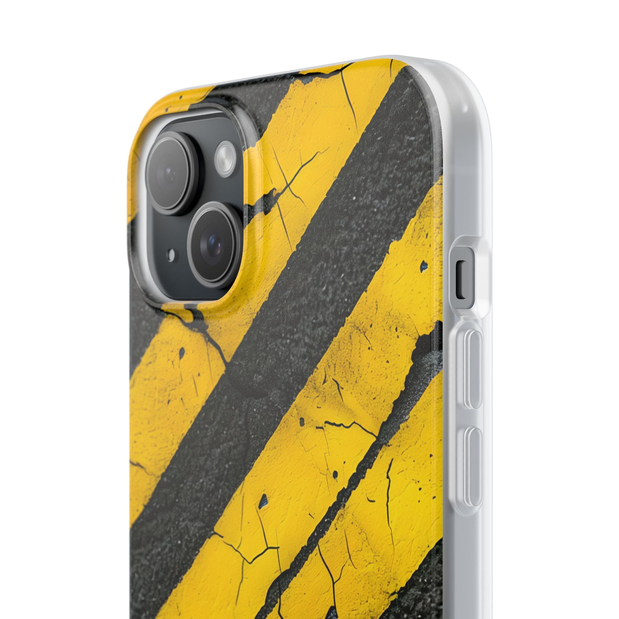 Gul Stribe Distress iPhone 15 Plus Cover - Blød
