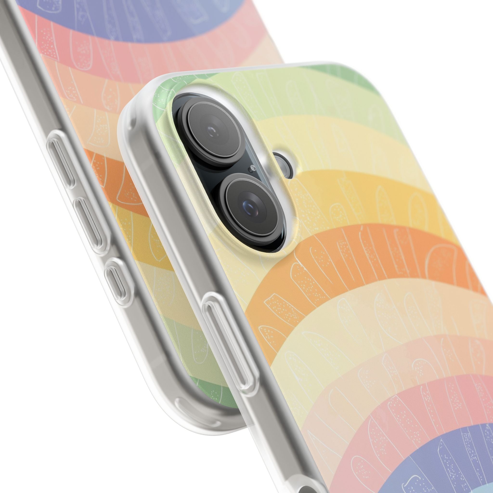 Pastel Rainbow Bands iPhone 16 Case - Soft