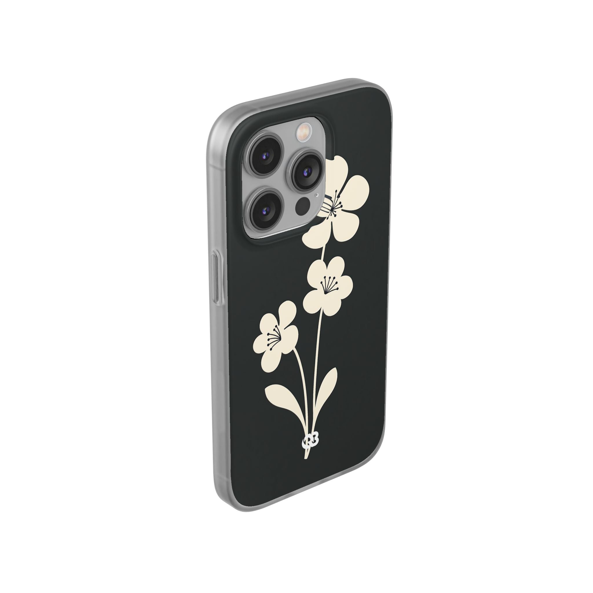 Black Lite Phone Case for iPhone - Obsidian Cream Bloom