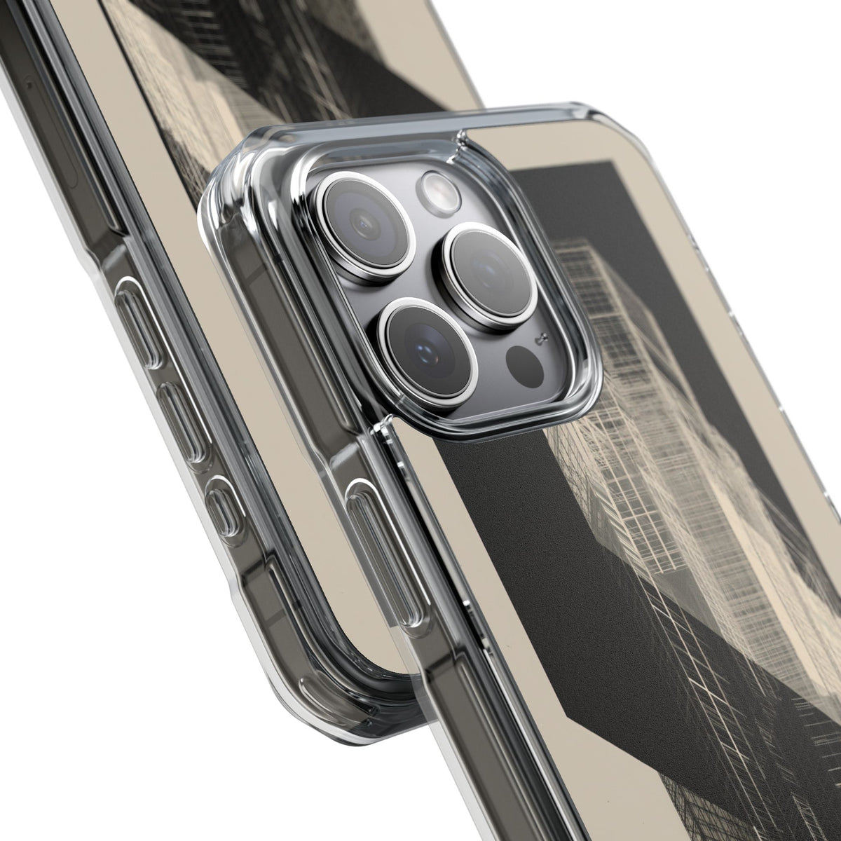 Beige Impact MagSafe Phone Case for iPhone - Monolith Urban Grid