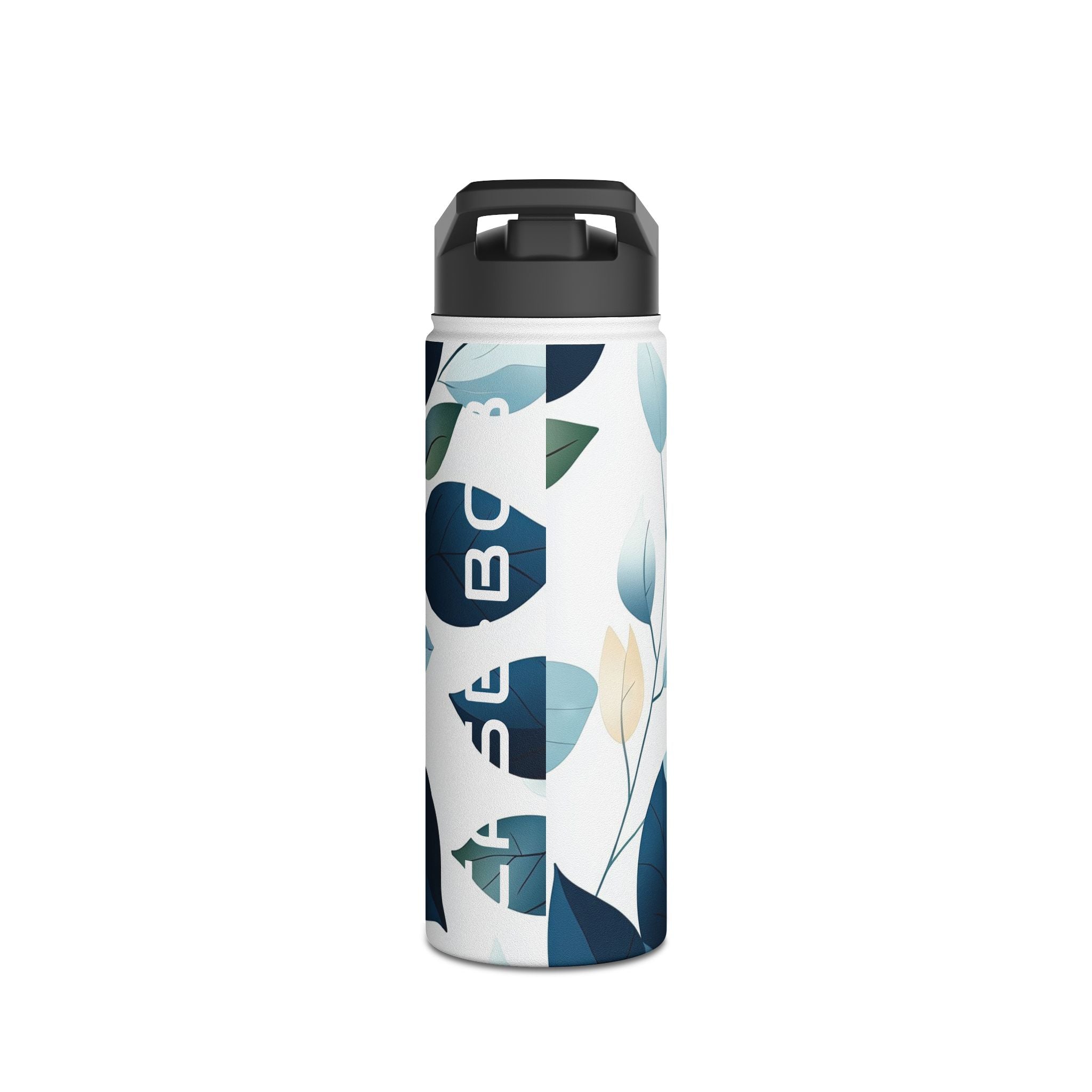 Navy Leaf Veins - Stainless Steel Water Bottle