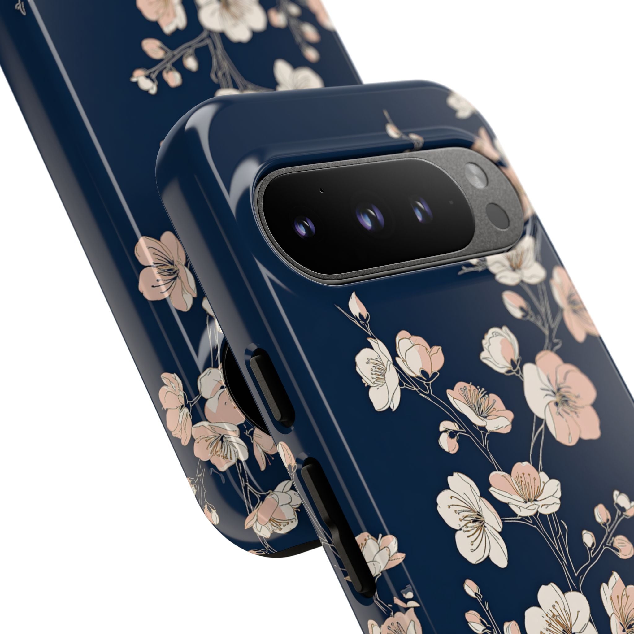 Blue Tough Phone Case for Google Pixel - Midnight Peach Sakura