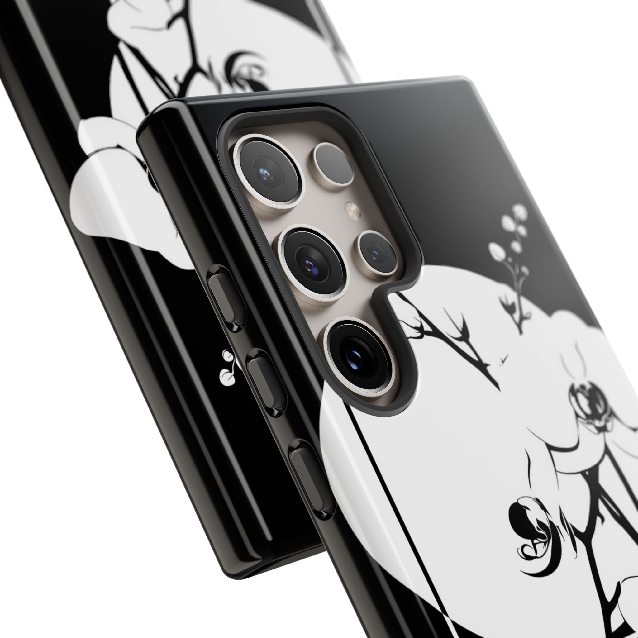 Black Tough Phone Case for Samsung - Lunar Orchid Grid