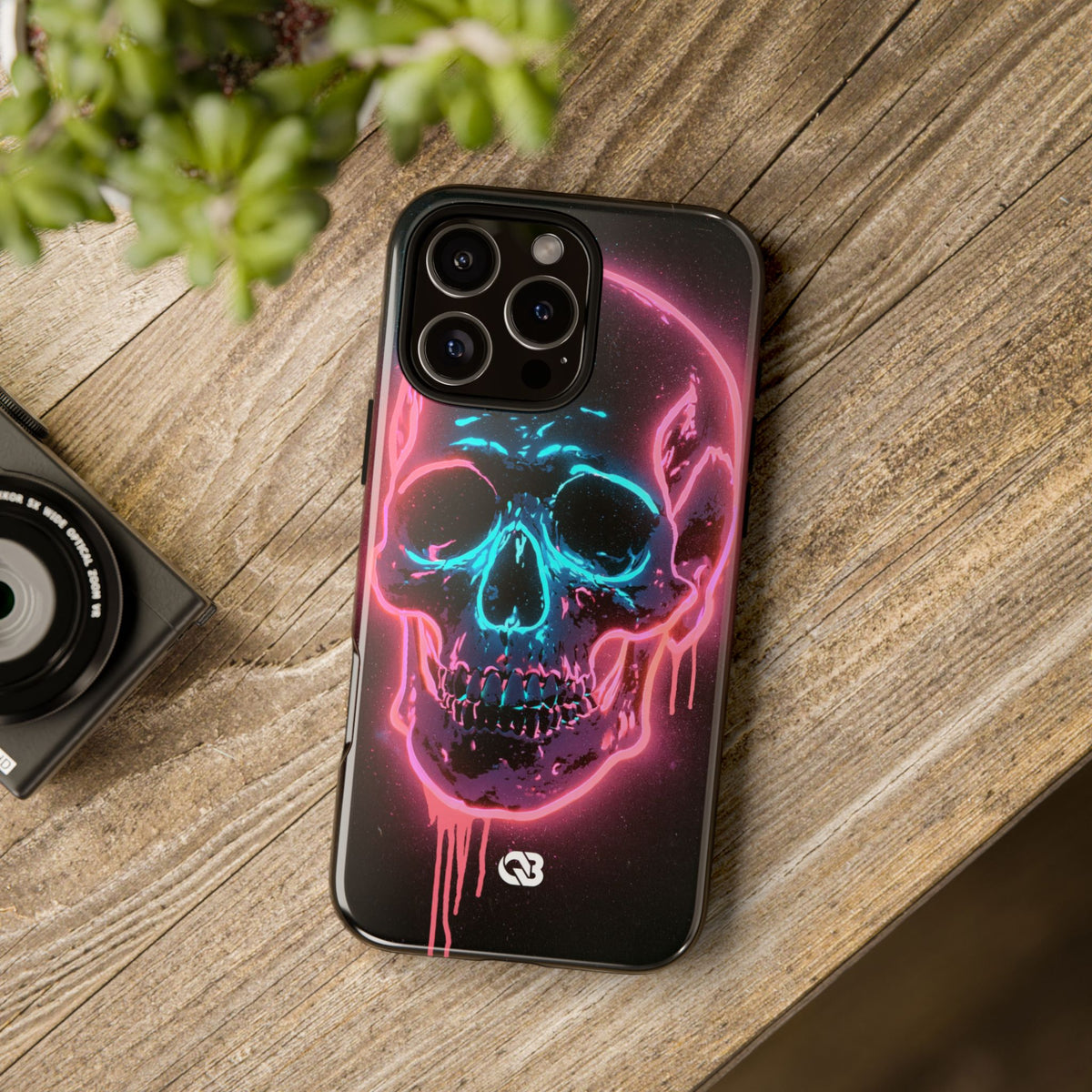 Neon Drip Skull · Tough Phone Case for iPhone · Black
