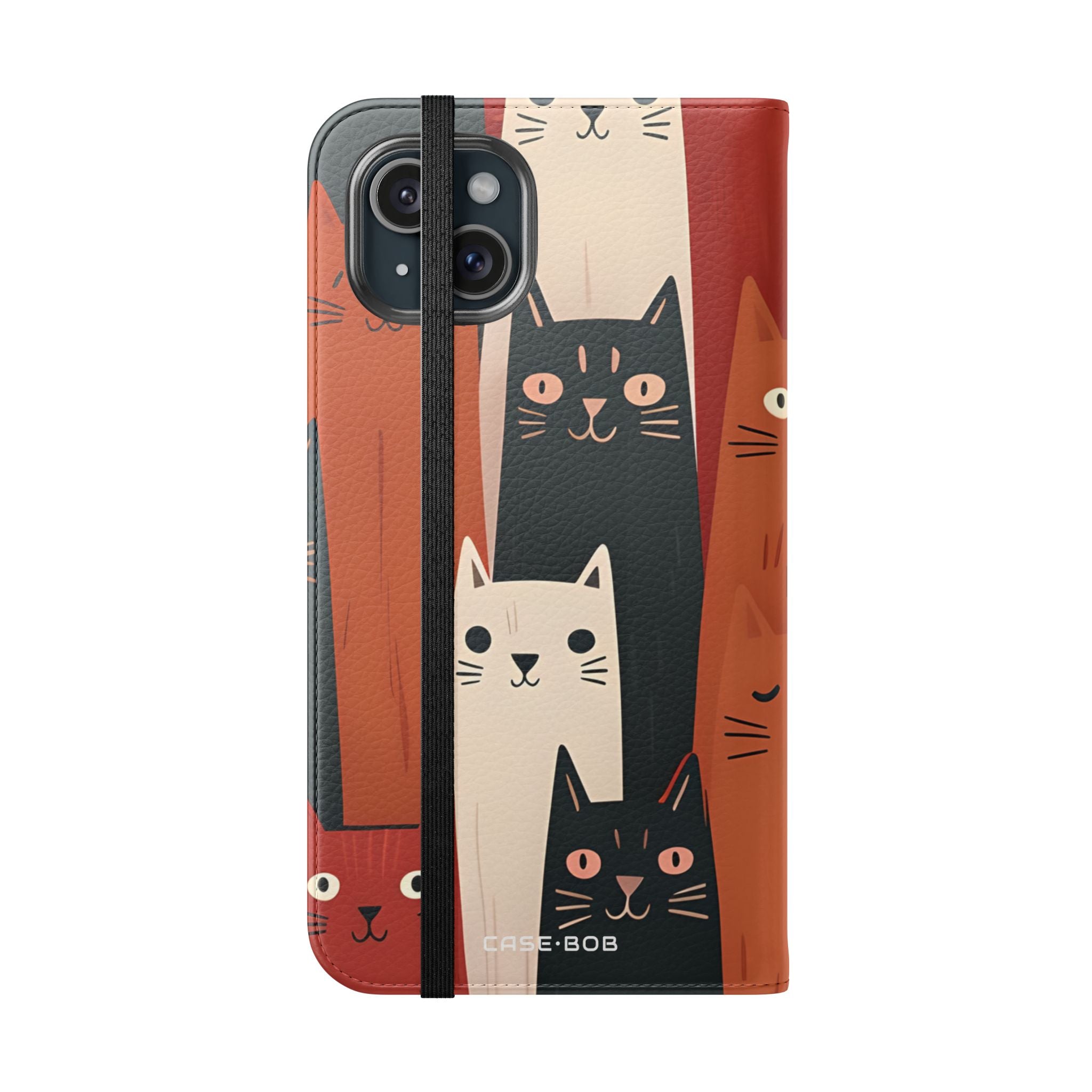 Cat Columns Orange - iPhone 15 Plus Case - Wallet