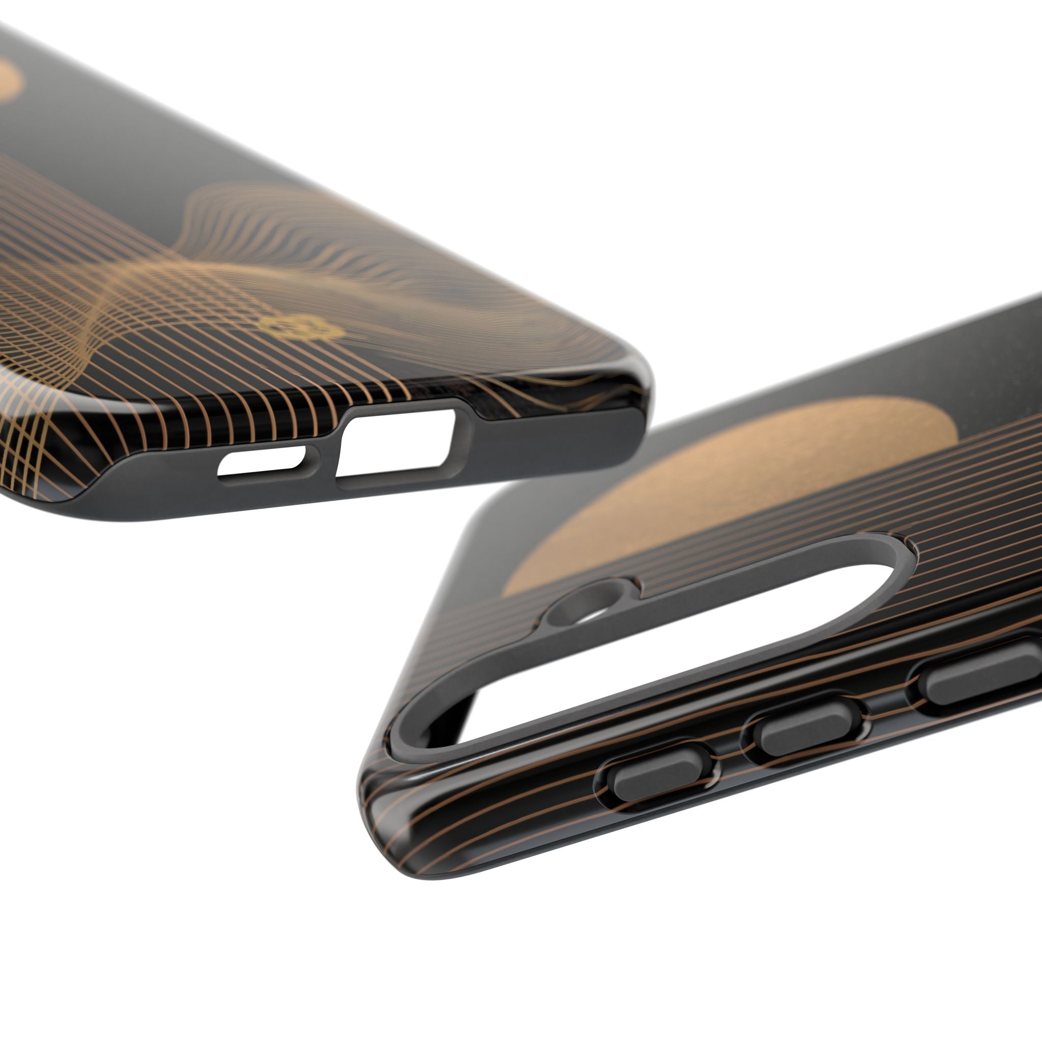 Gold Tough Phone Case for Samsung - Gilded Obsidian Dunes