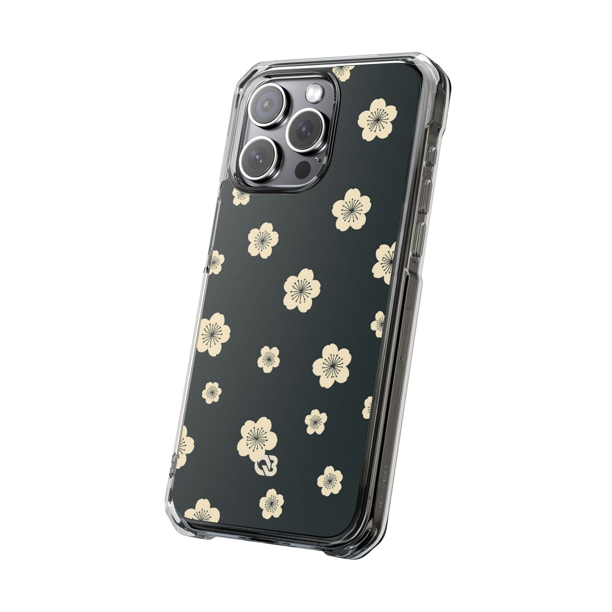 Teal Impact MagSafe Phone Case for iPhone - Obsidian Cream Petals