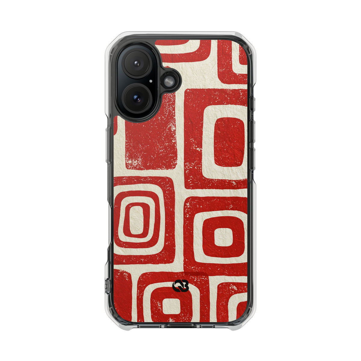 Vermilion Block Motif · Clear Impact Magnetic Phone Case for iPhone · Red