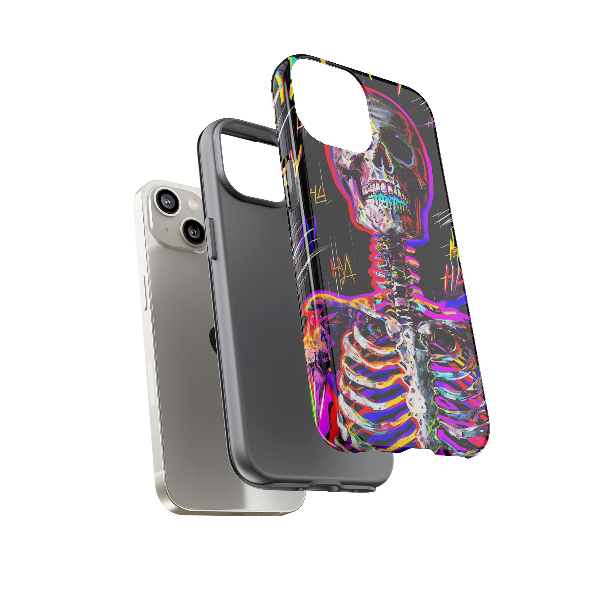 Neon Glitch Skeleton · Tough Handyhülle für iPhone