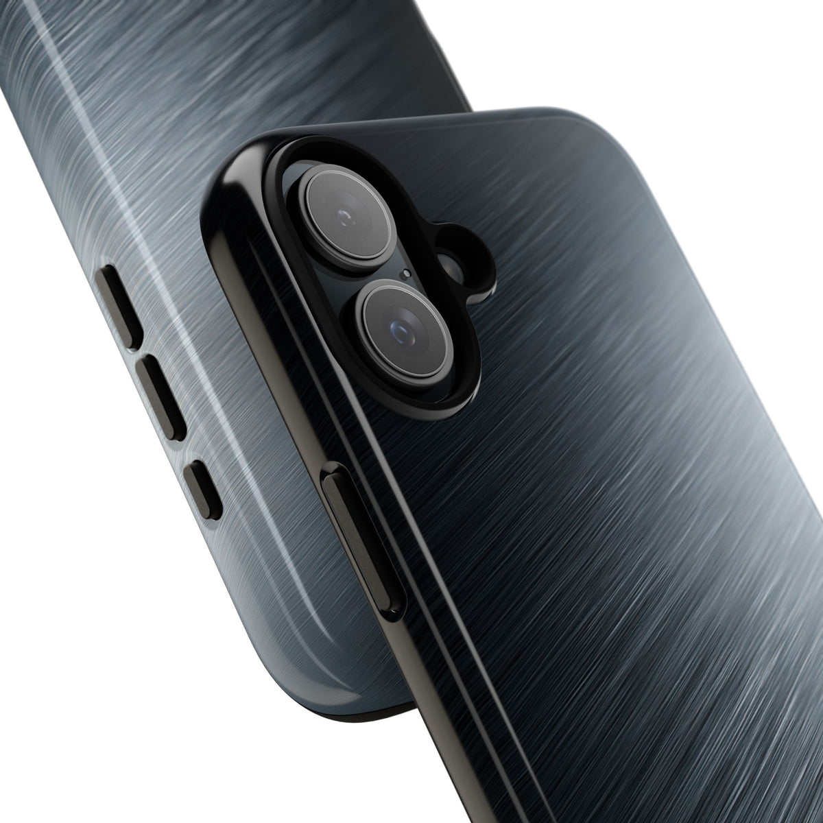 Grey Tough Phone Case for iPhone - Charcoal Brushed Steel