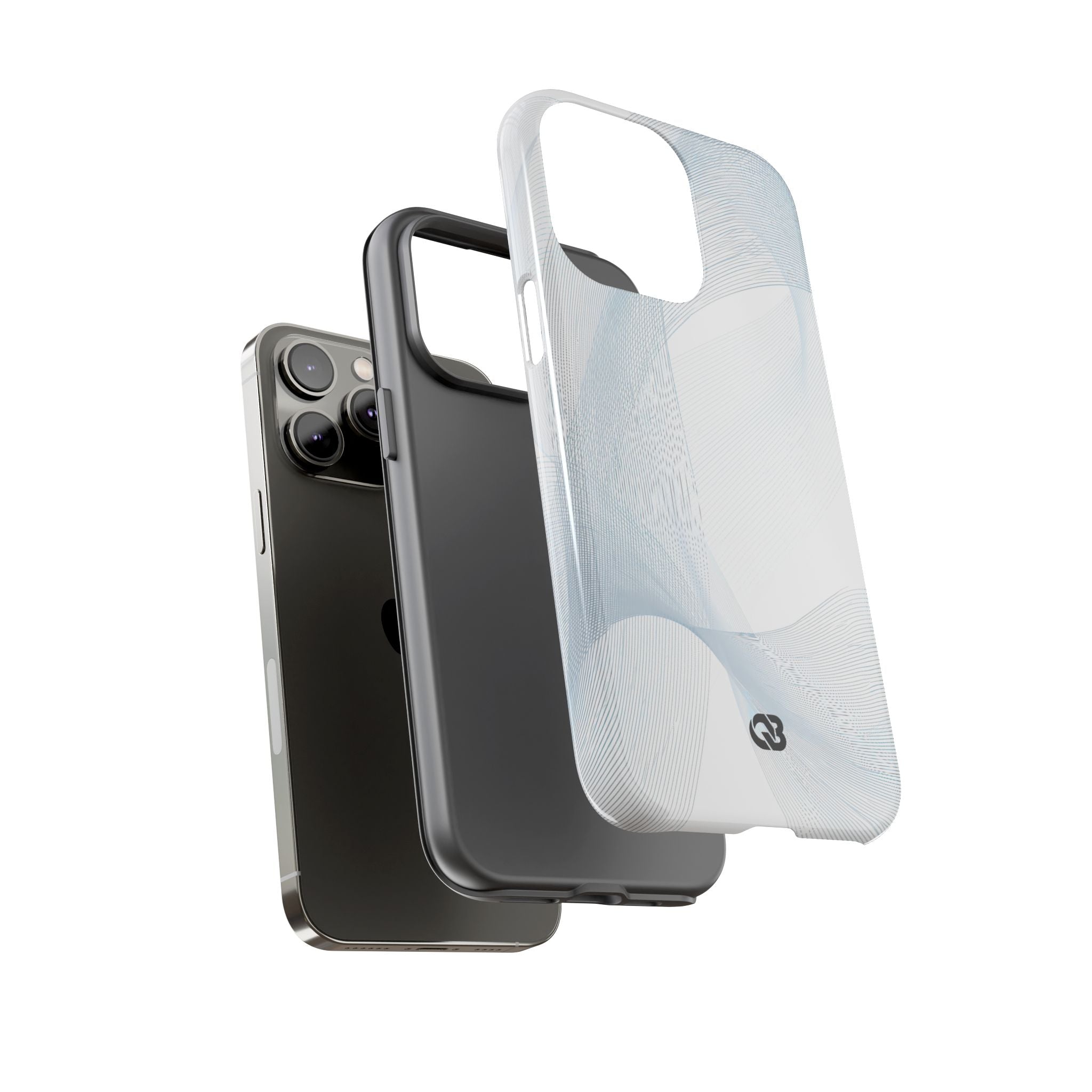 White Tough Phone Case for iPhone - Arctic Line Current