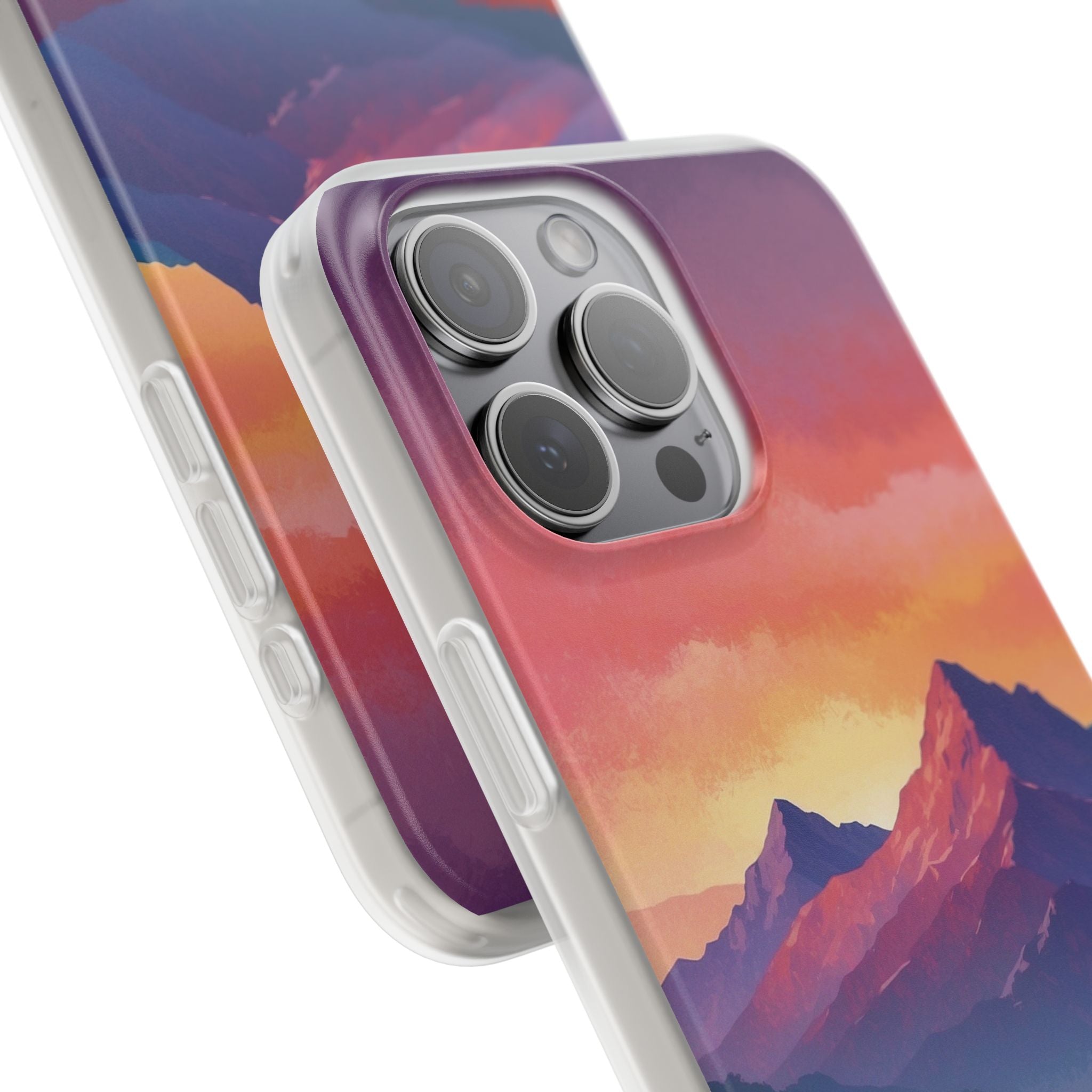 Crimson Mountain Dusk · Soft Custodia per iPhone