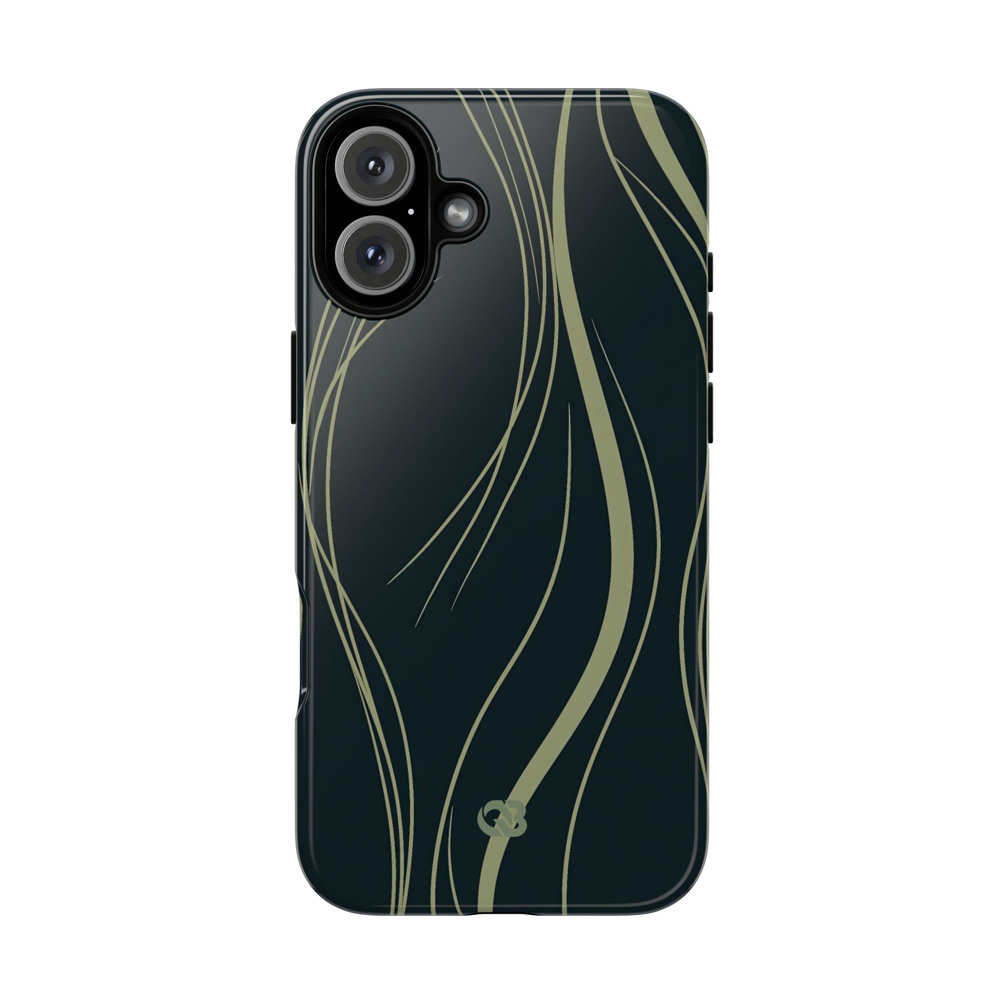 Green Tough Phone Case for iPhone - Obsidian Sage Flow