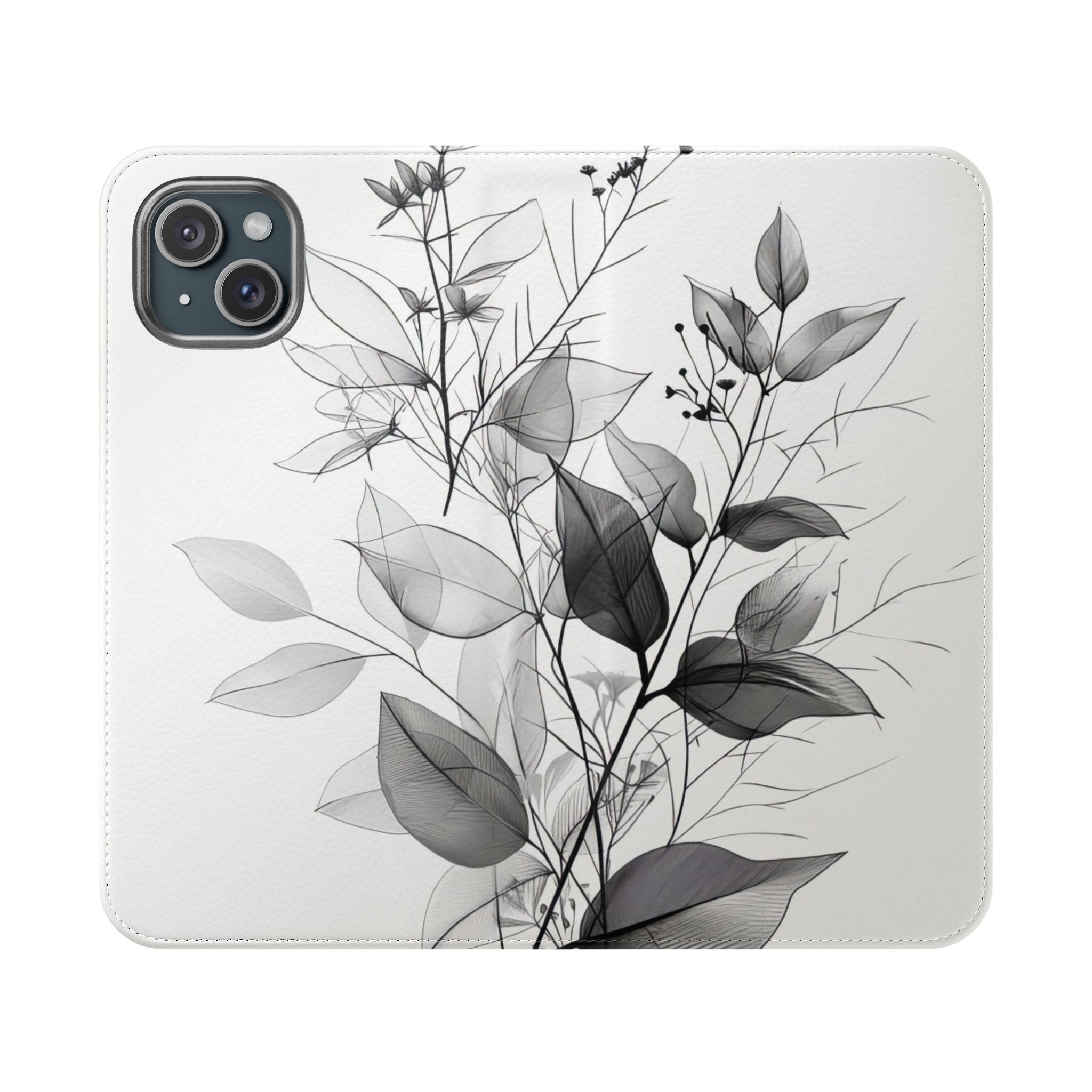 Silver Leaves - iPhone 15 Plus Case - Wallet