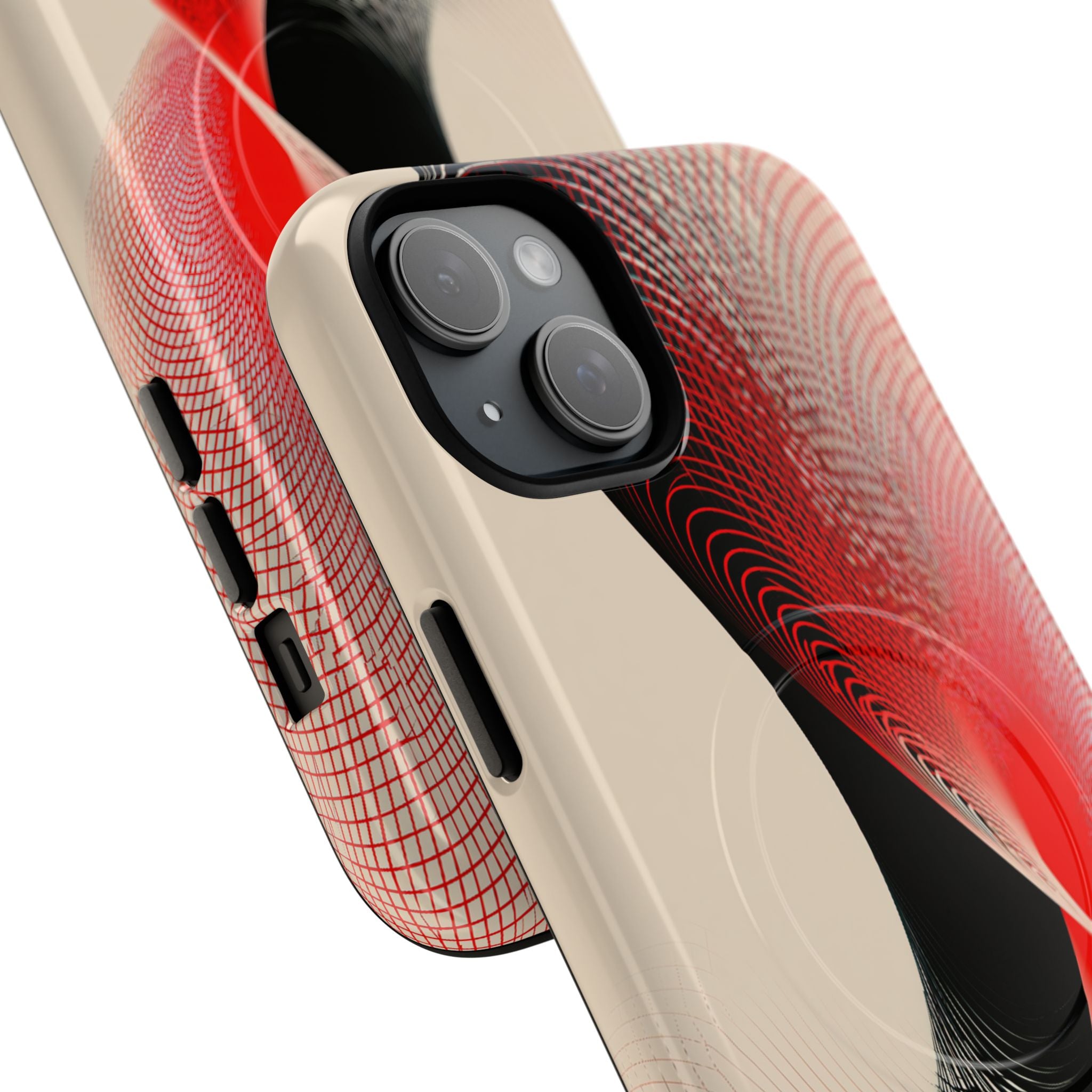 Red Tough 2.0 Magsafe Phone Case for iPhone - Crimson Grid Vortex