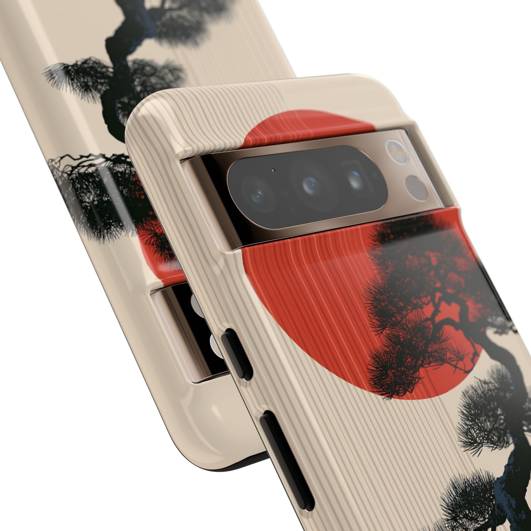 Beige Tough Phone Case for Google Pixel - Kyoto Crimson Pine