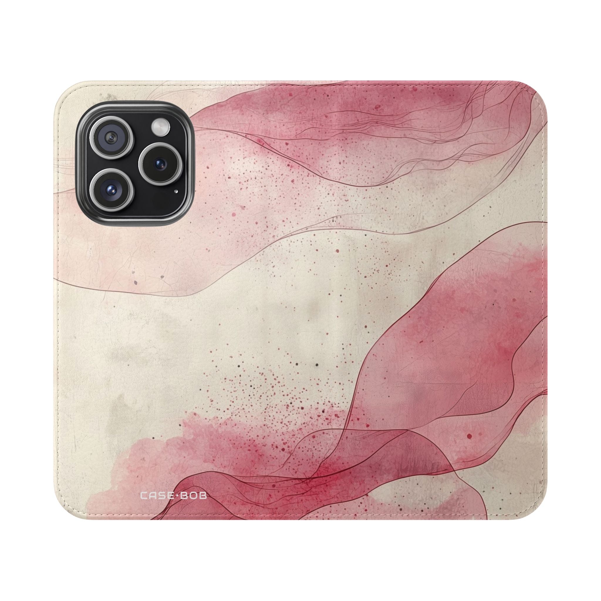 Crimson Ribbon Waves - iPhone 15 Pro Case - Wallet