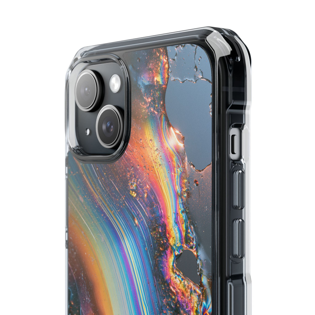 Prismatic Aura Flow · Clear Impact Magnetic Phone Case for iPhone · Blue
