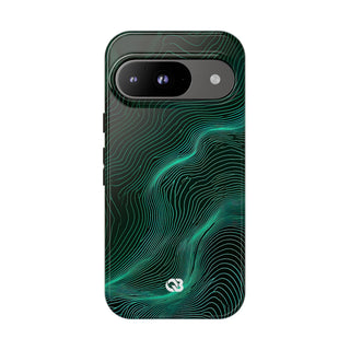 Teal Tough Phone Case for Google Pixel - Neon Jade Contour
