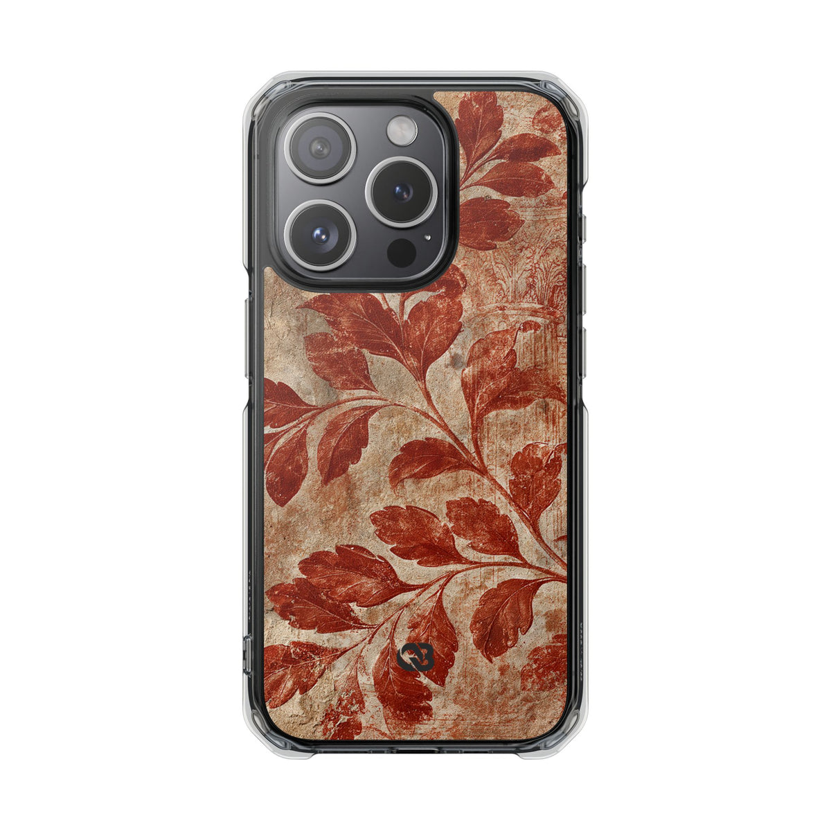 Terracotta Botanical Fresco · Clear Impact Magnetic Phone Case for iPhone · Red