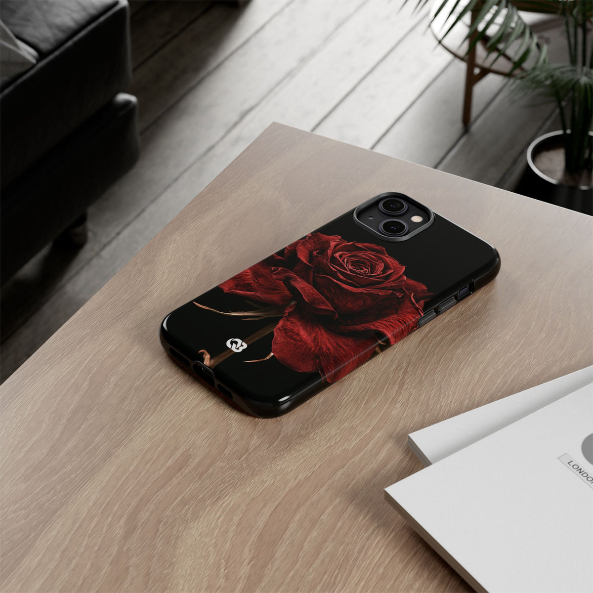 Crimson Noir Rose · Tough Phone Case for iPhone · Black
