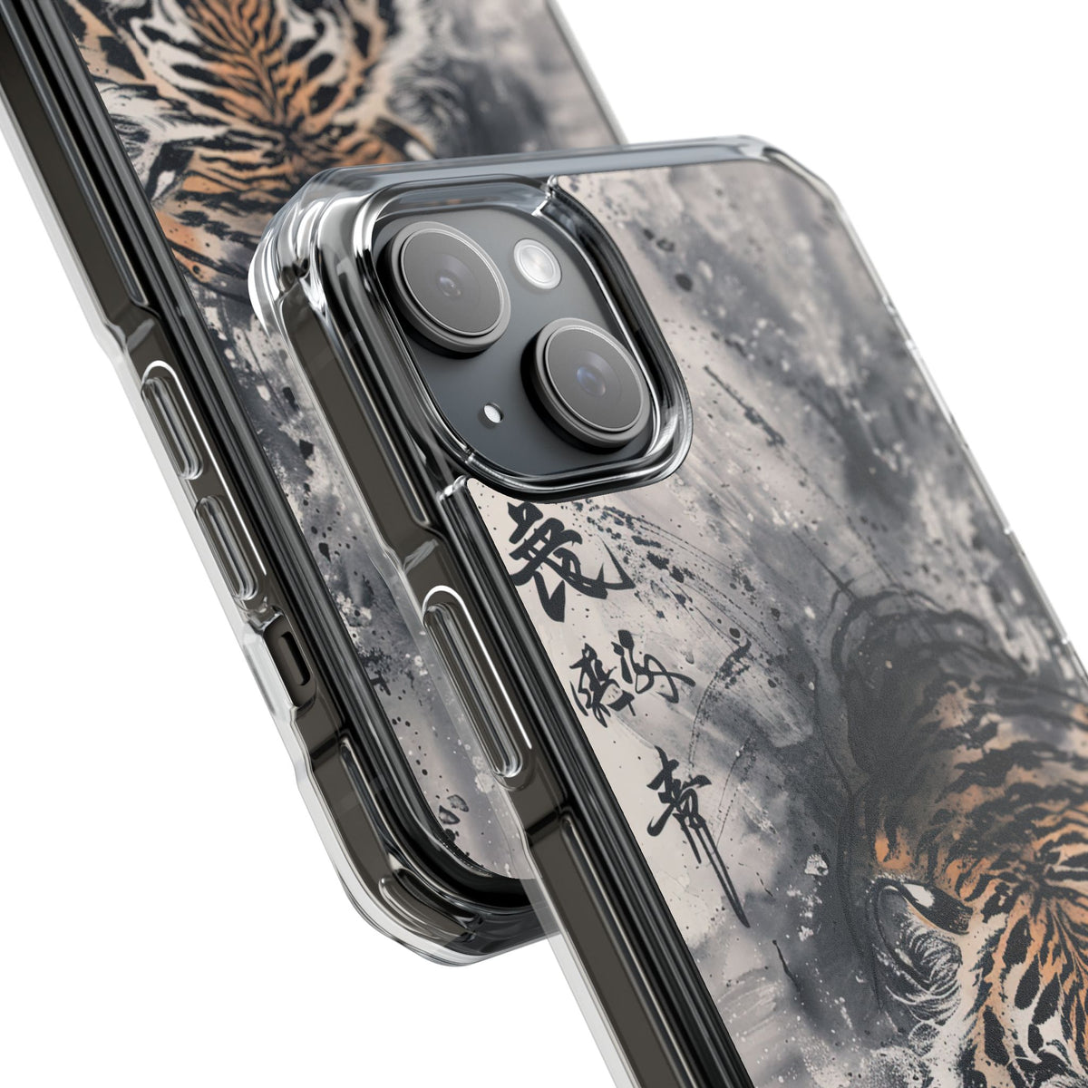 Fierce Ink Tiger · Clear Impact Magnetic Phone Case for iPhone · Beige