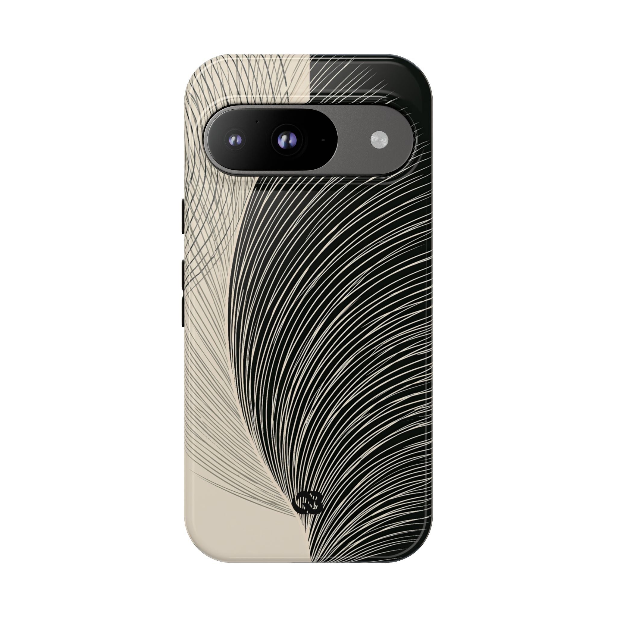 Beige Tough Phone Case for Google Pixel - Obsidian Cream Plume