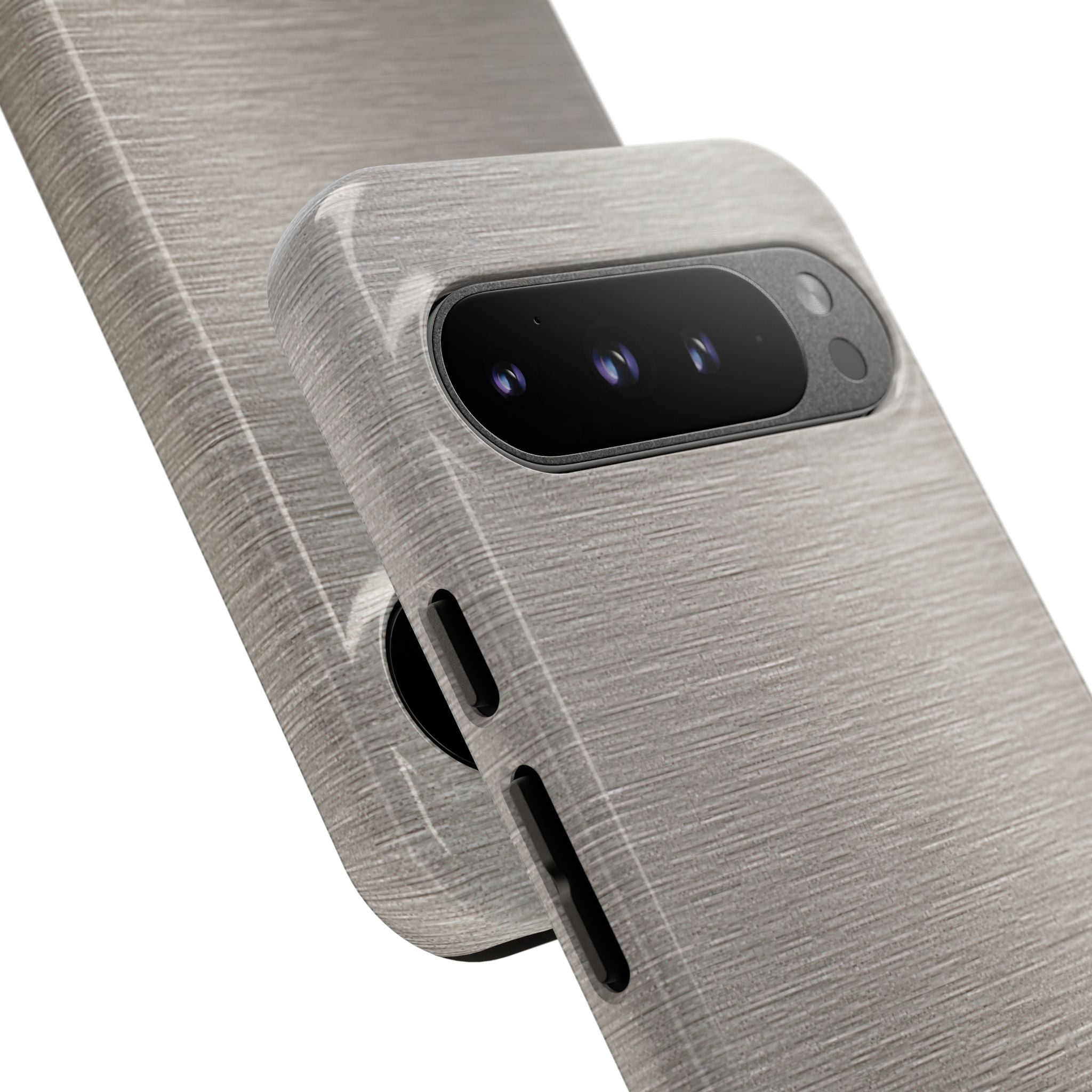 Grey Tough Phone Case for Google Pixel - Brushed Nickel Linen