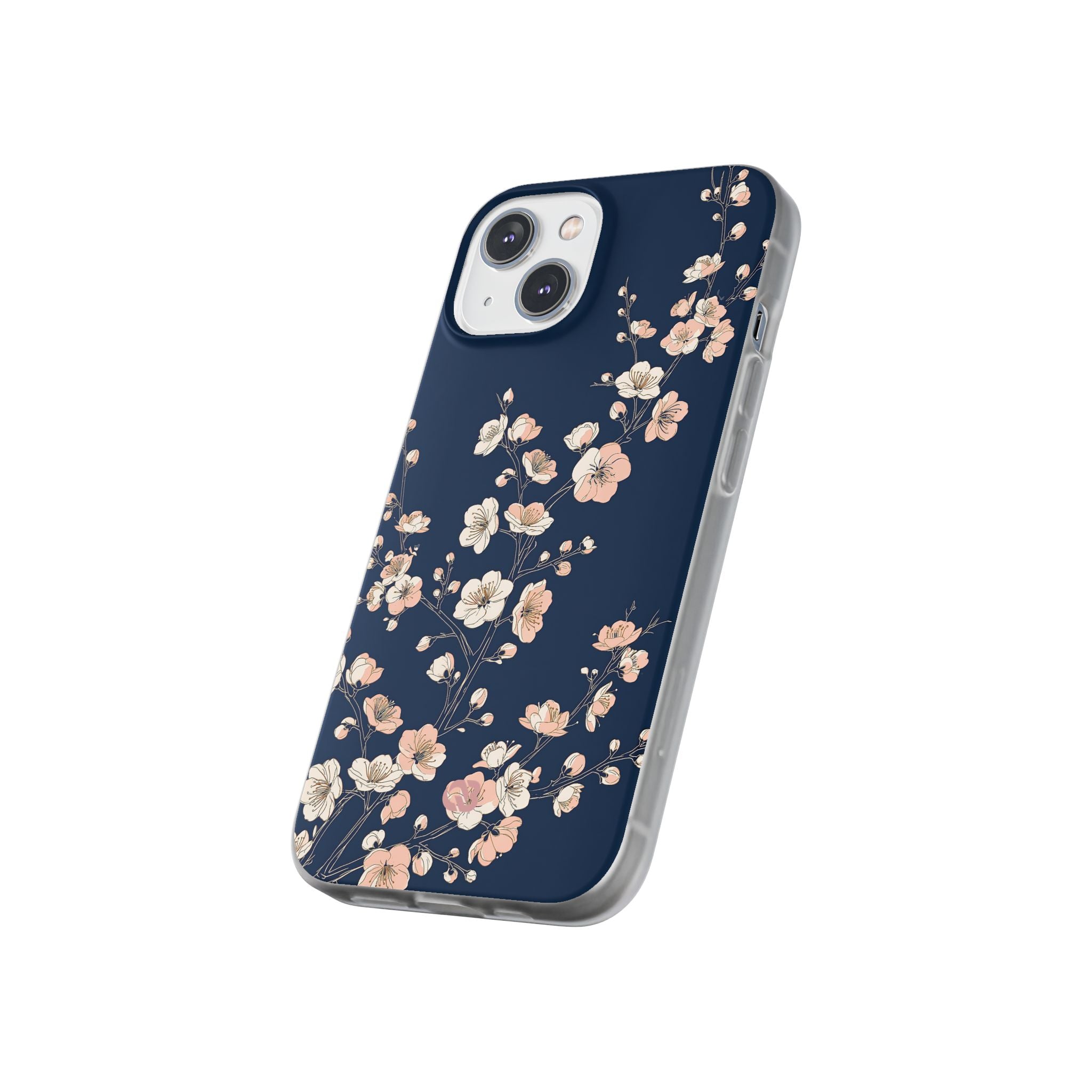 Blue Lite Phone Case for iPhone - Midnight Peach Sakura