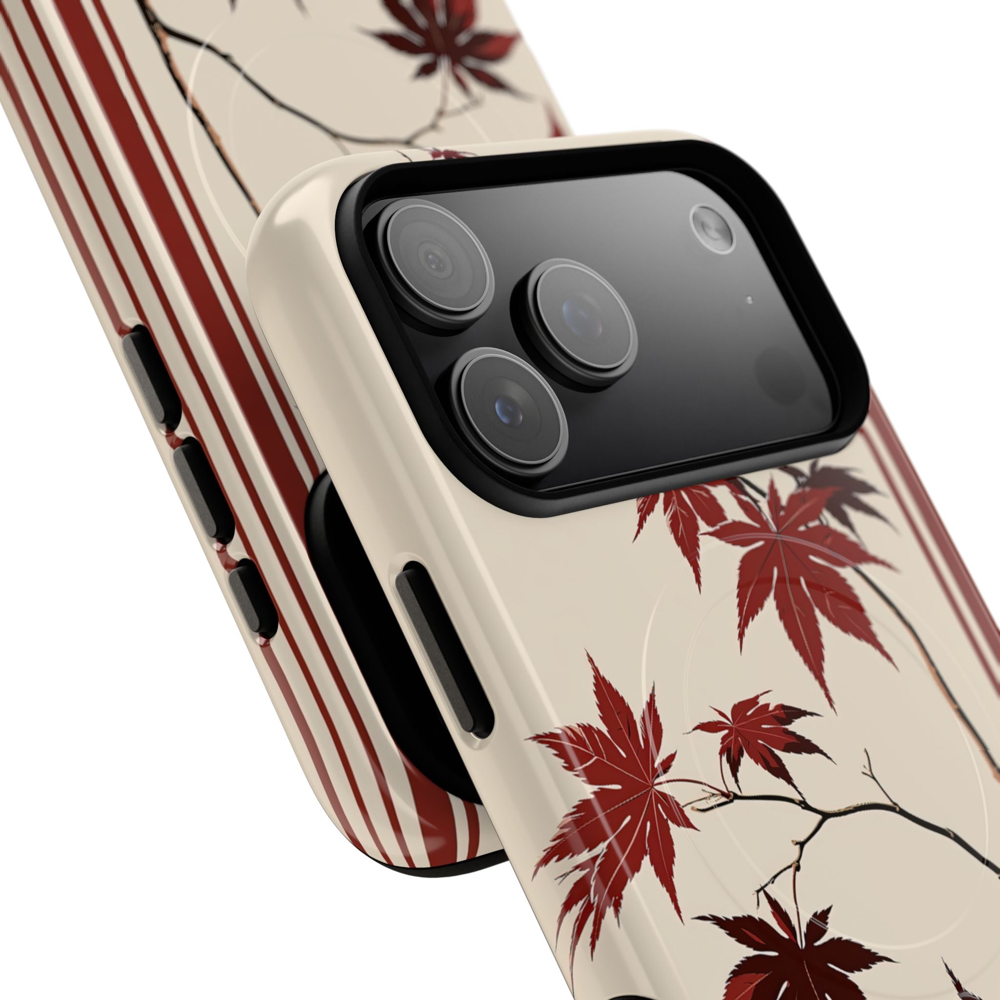 Red Tough 2.0 Magsafe Phone Case for iPhone - Crimson Momiji Stripe