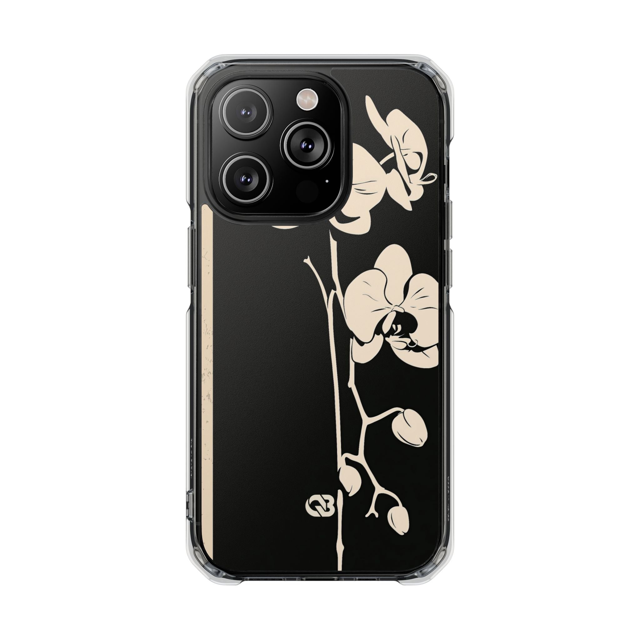 Black Impact MagSafe Phone Case for iPhone - Obsidian Bone Orchid