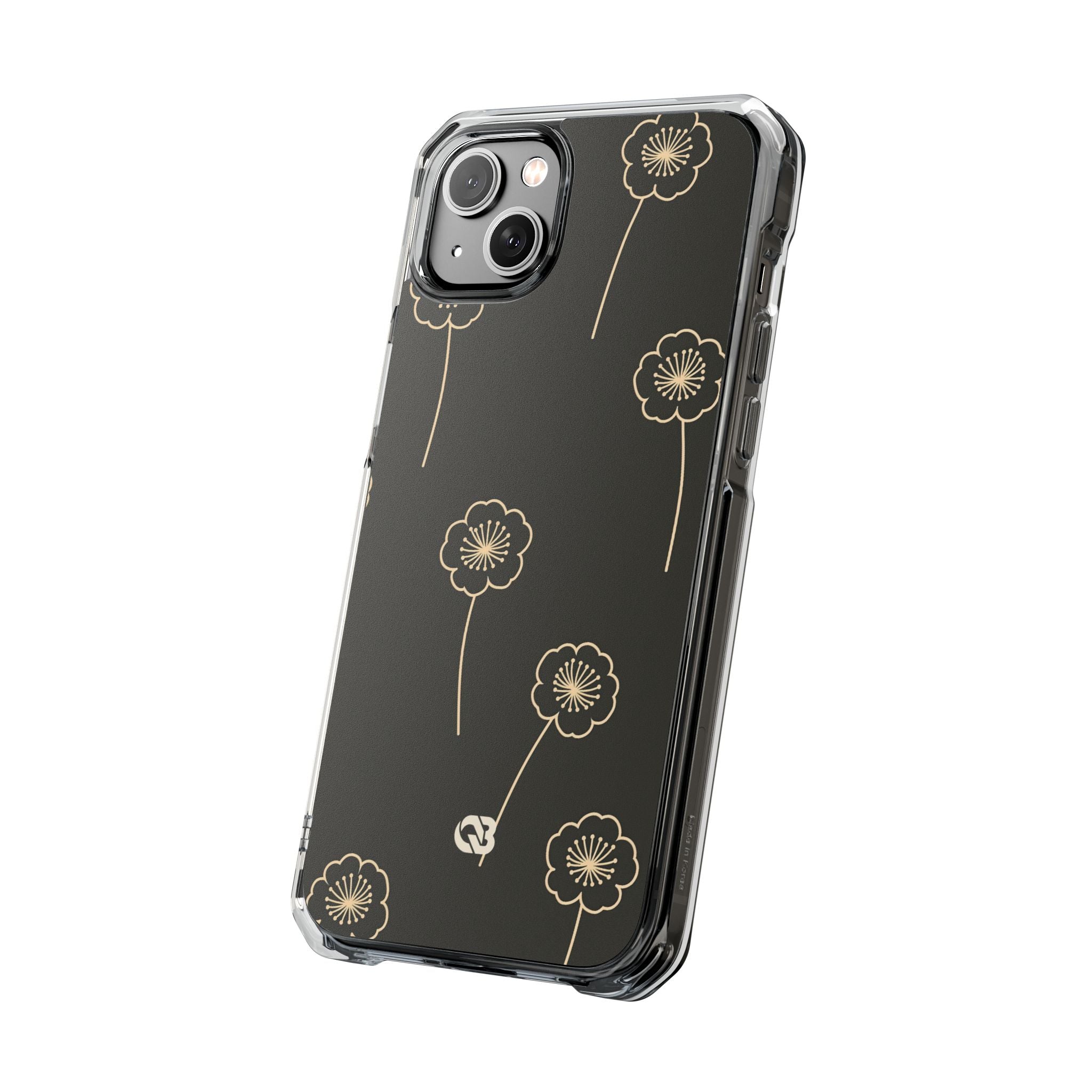 Black Impact MagSafe Phone Case for iPhone - Obsidian Sand Petals