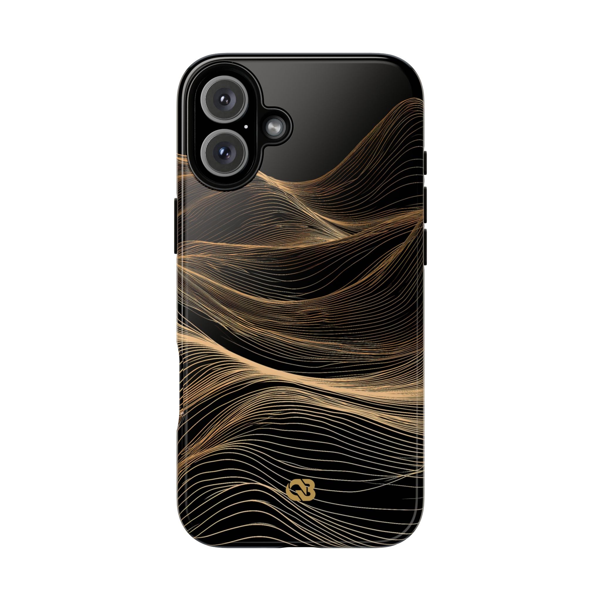 Black Tough Phone Case for iPhone - Copper Topo Ridge